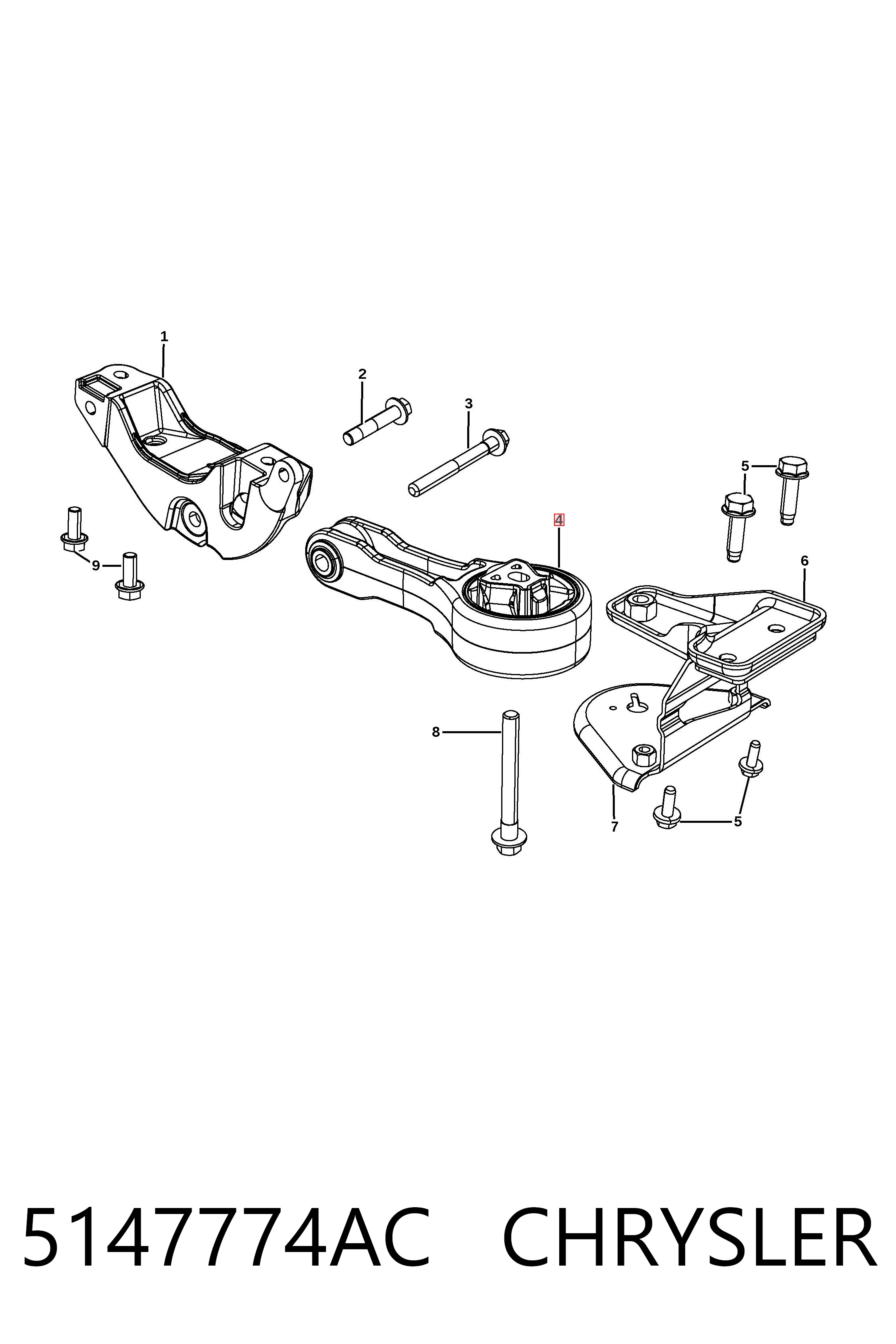 5147774AC Chrysler Poduszka (podpora) silnika tylna