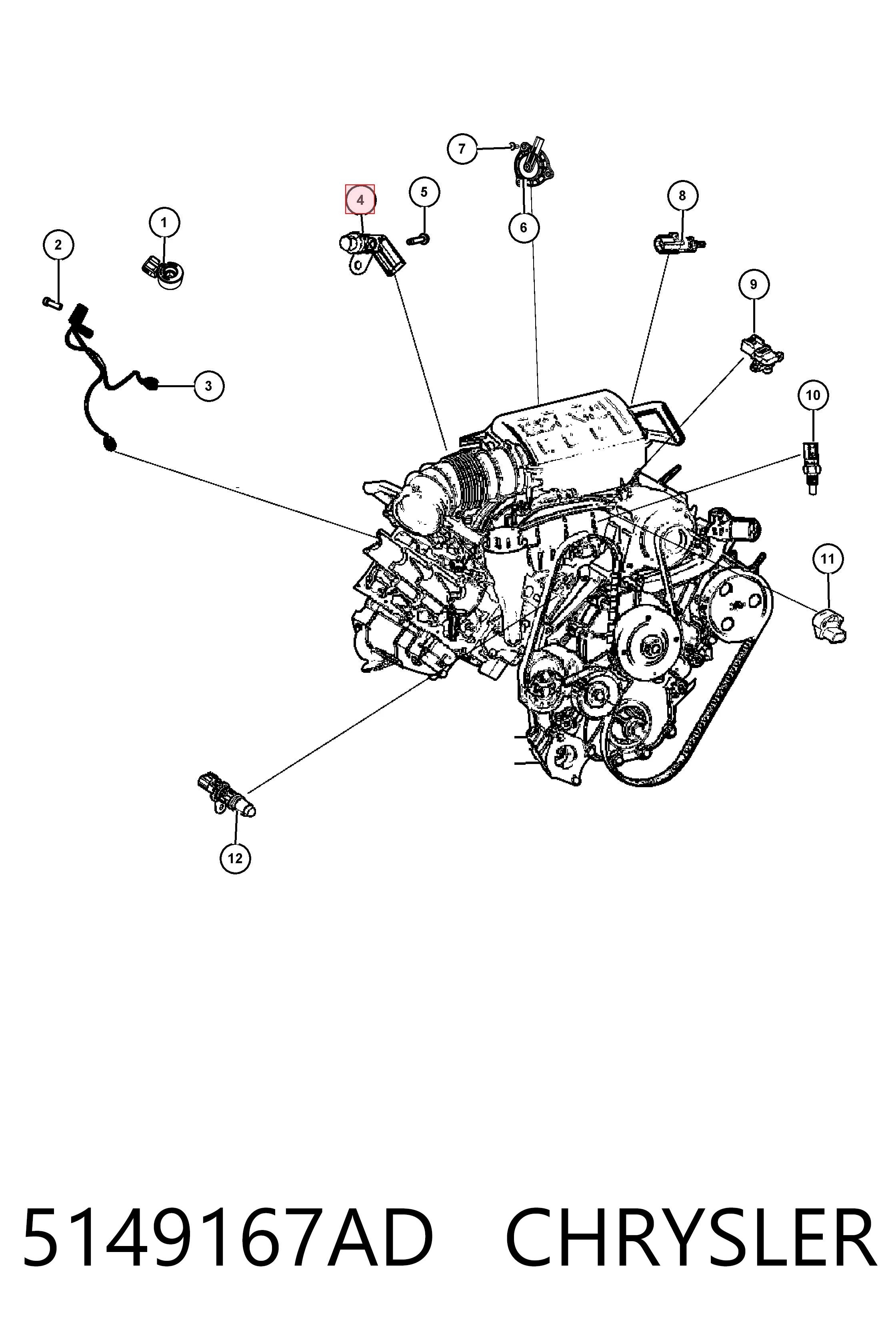 5149167AD Chrysler Czujnik położenia wału korbowego