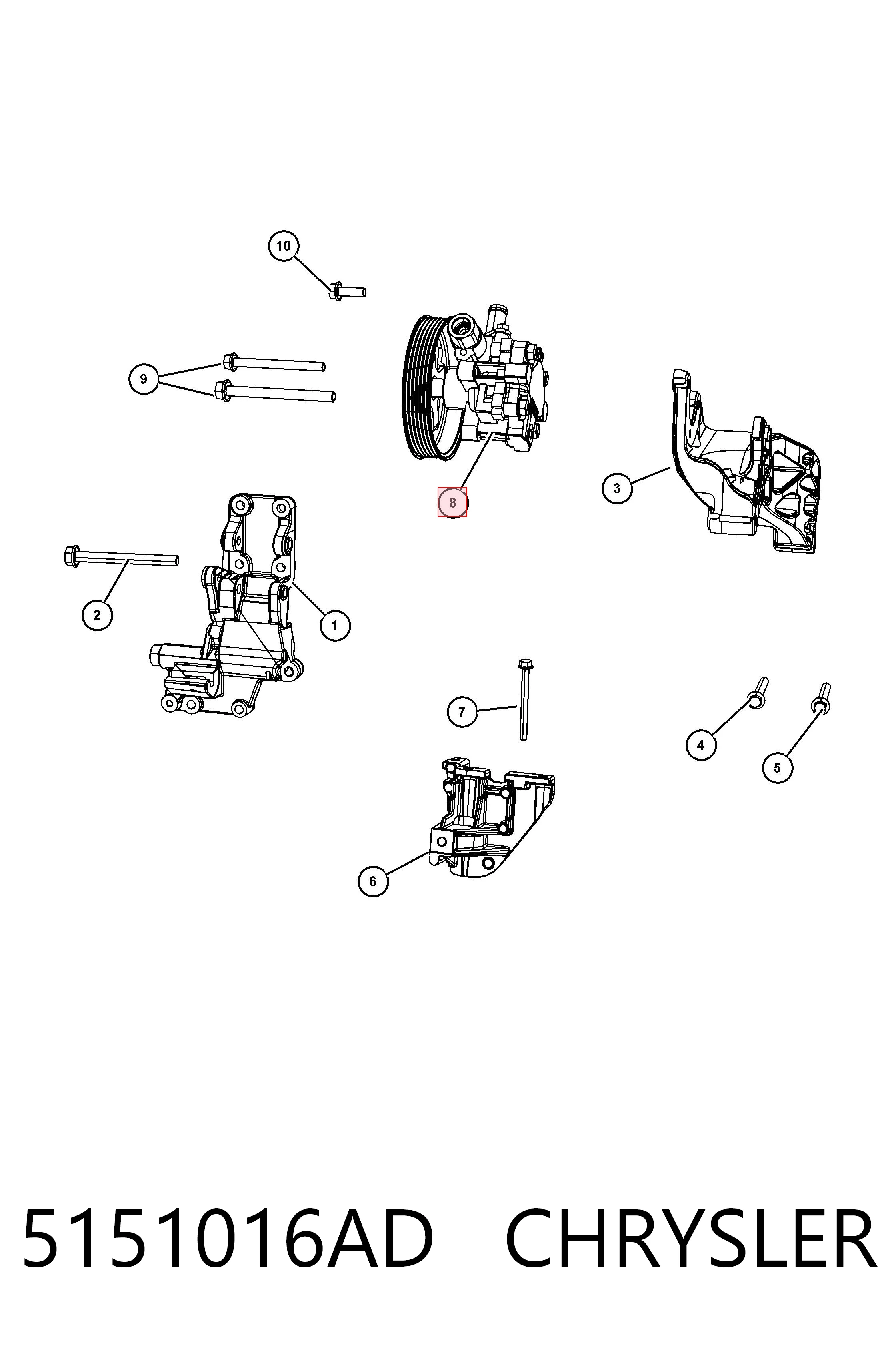 5151016AD Chrysler Pompa wspomagania hydraulicznego kierownicy