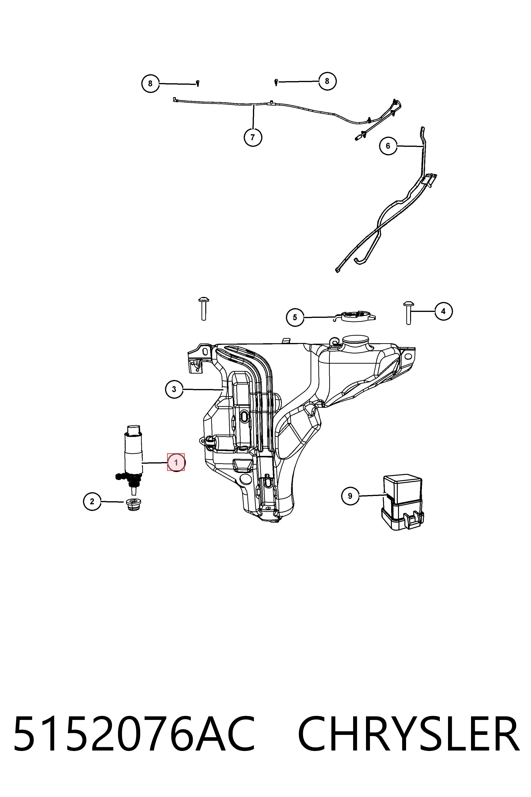 5152076AC Chrysler Pompka spryskiwacza szyby przedniej