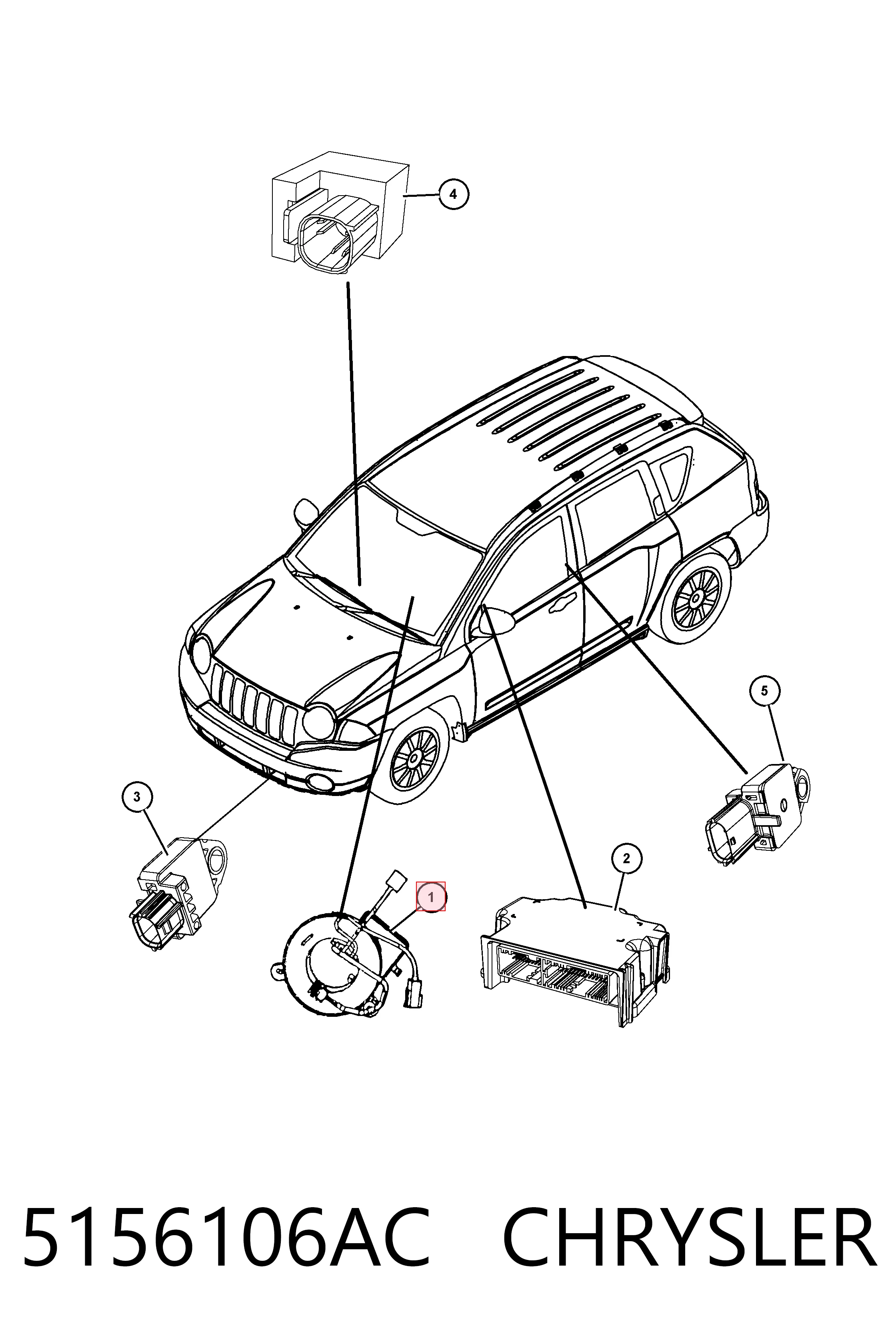 5156106AC Chrysler Pierścień kontaktowy AIRBAG, taśma kierownicy