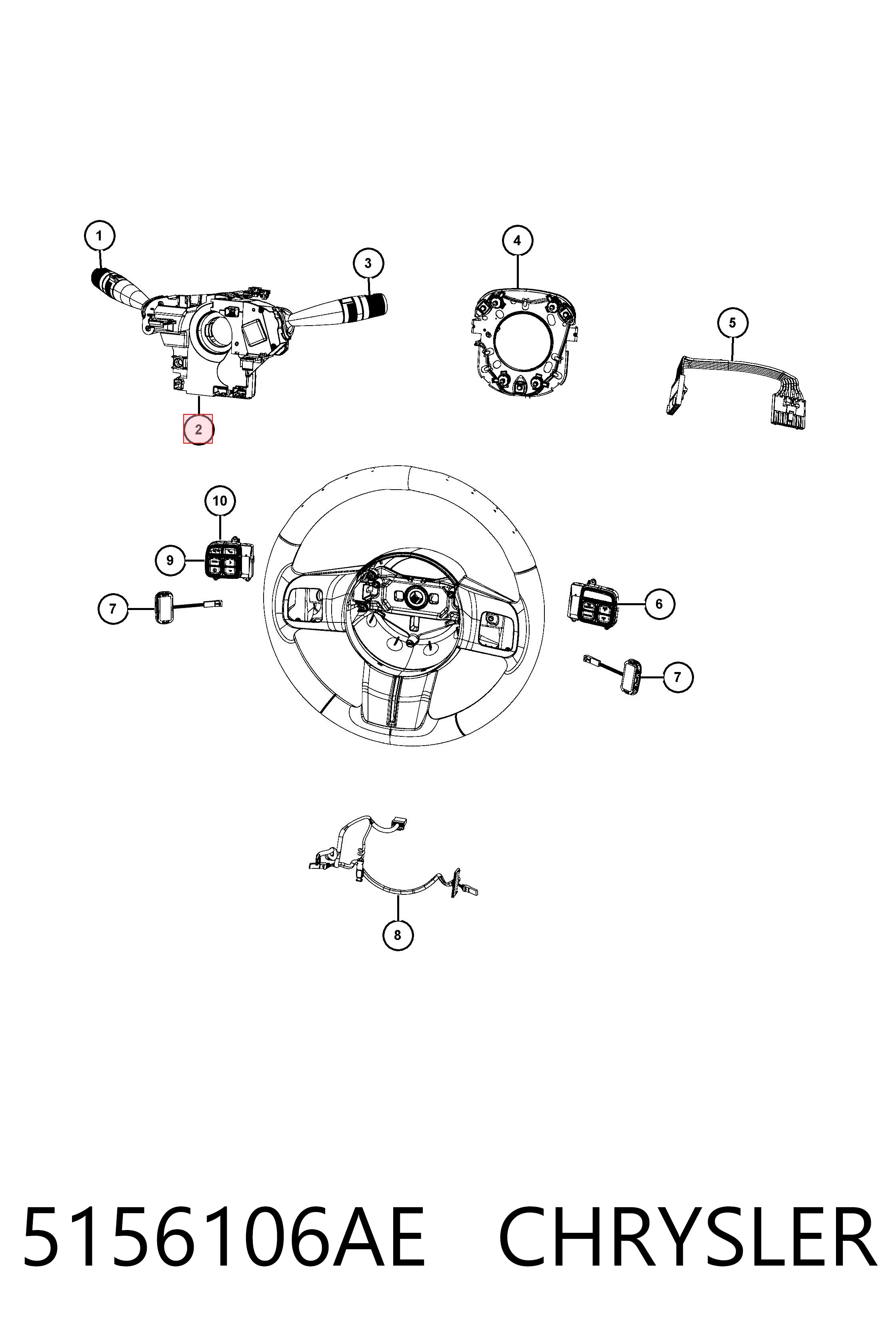 5156106AE Chrysler Pierścień kontaktowy AIRBAG, taśma kierownicy