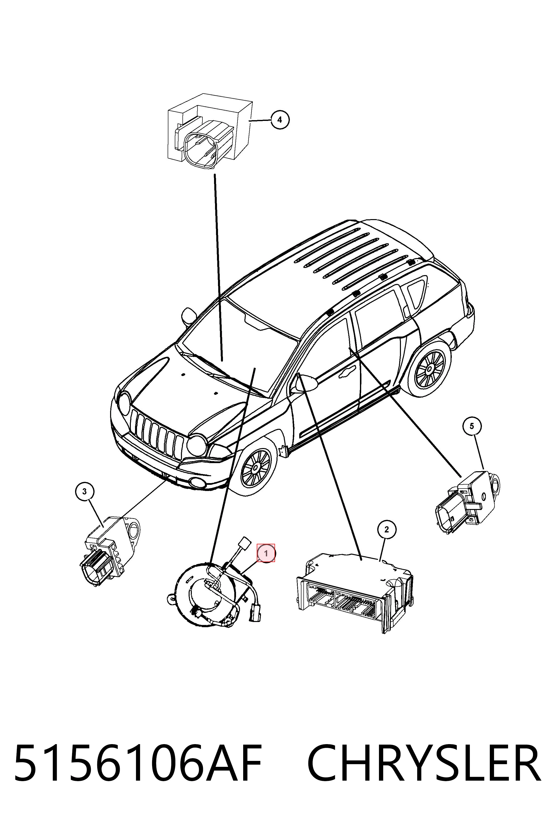 5156106AF Chrysler Pierścień kontaktowy AIRBAG, taśma kierownicy