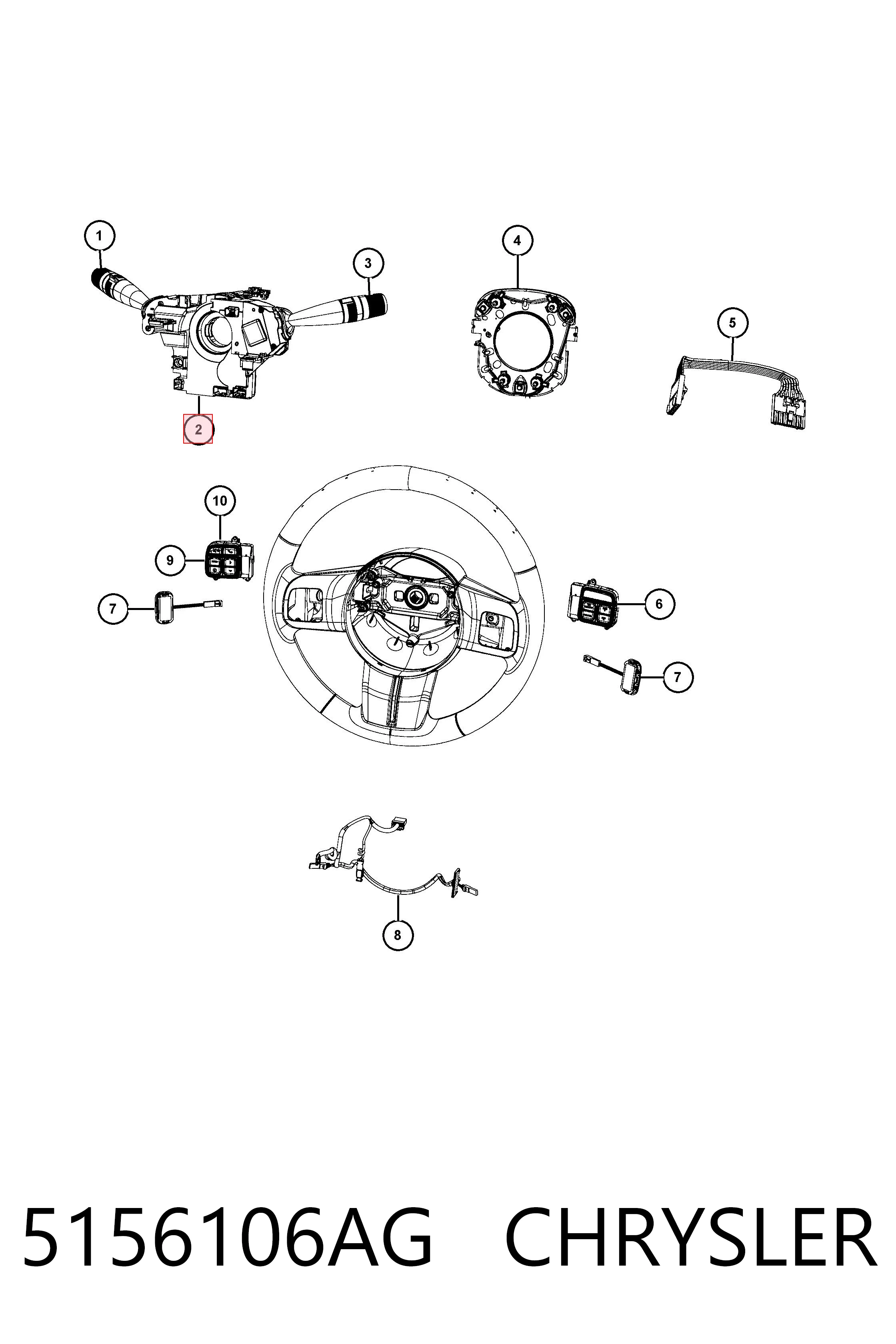 5156106AG Chrysler Pierścień kontaktowy AIRBAG, taśma kierownicy