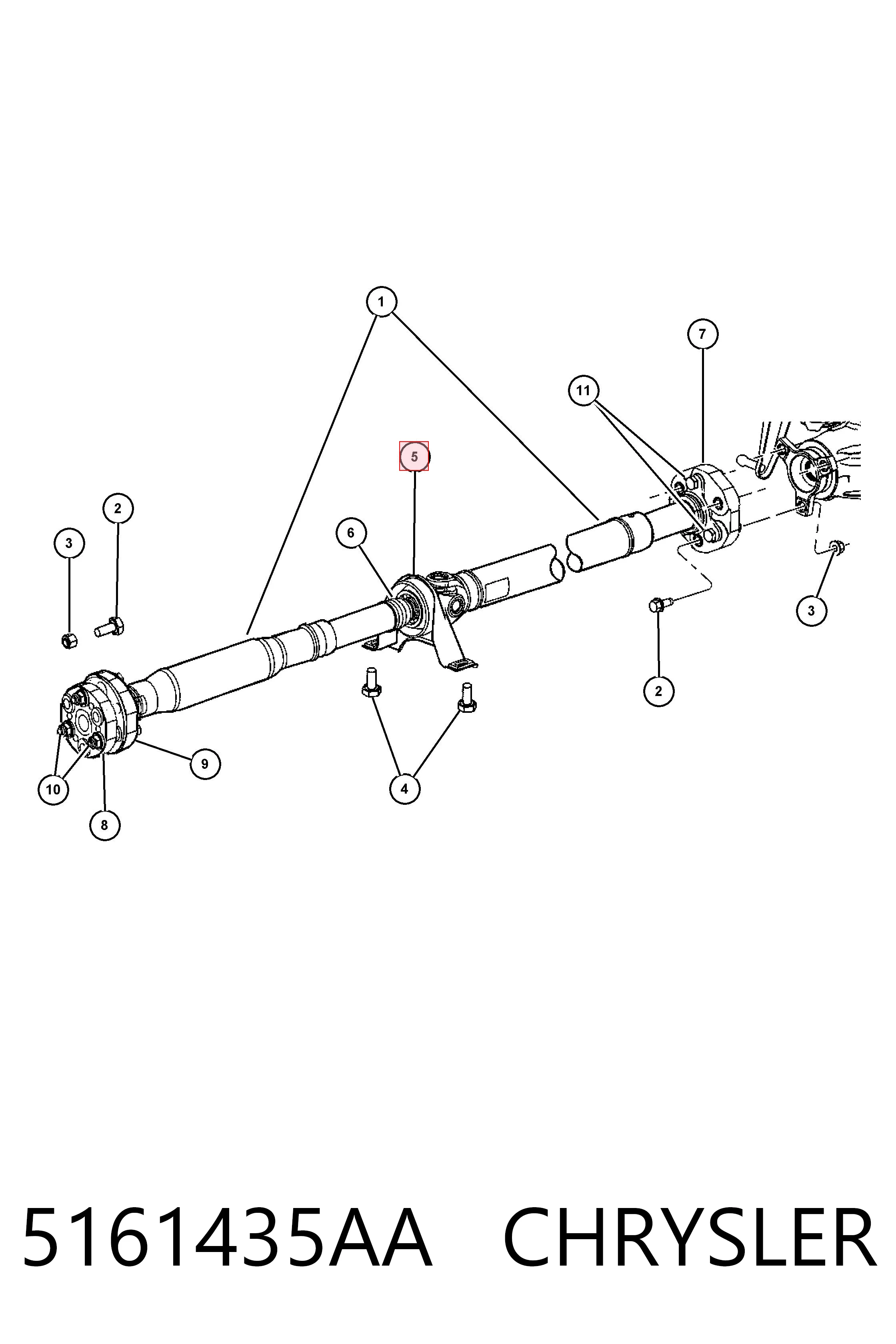 5161435AA Chrysler Łożysko podwieszane wału Cardana