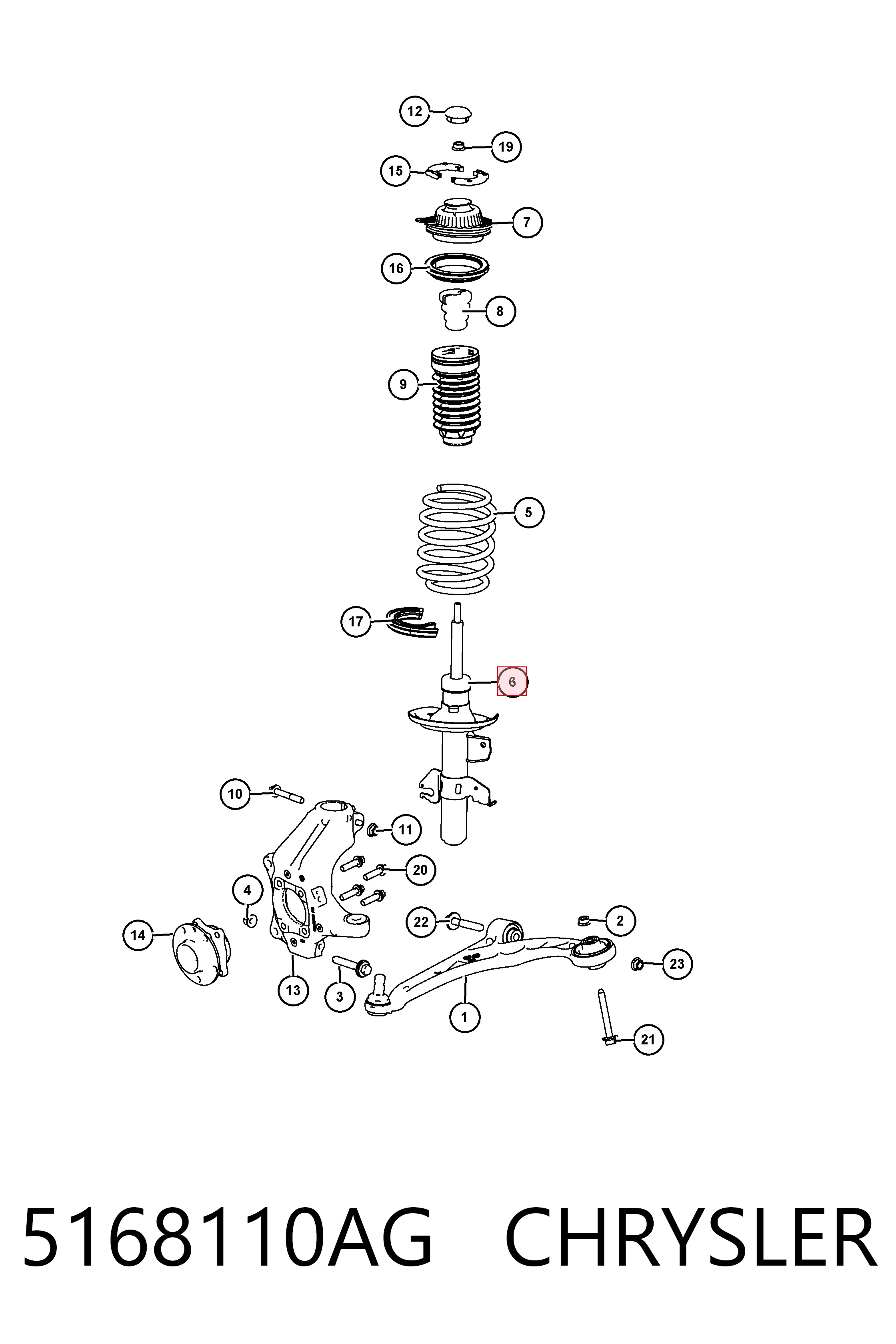 5168110AG Chrysler Amortyzator przedni prawy