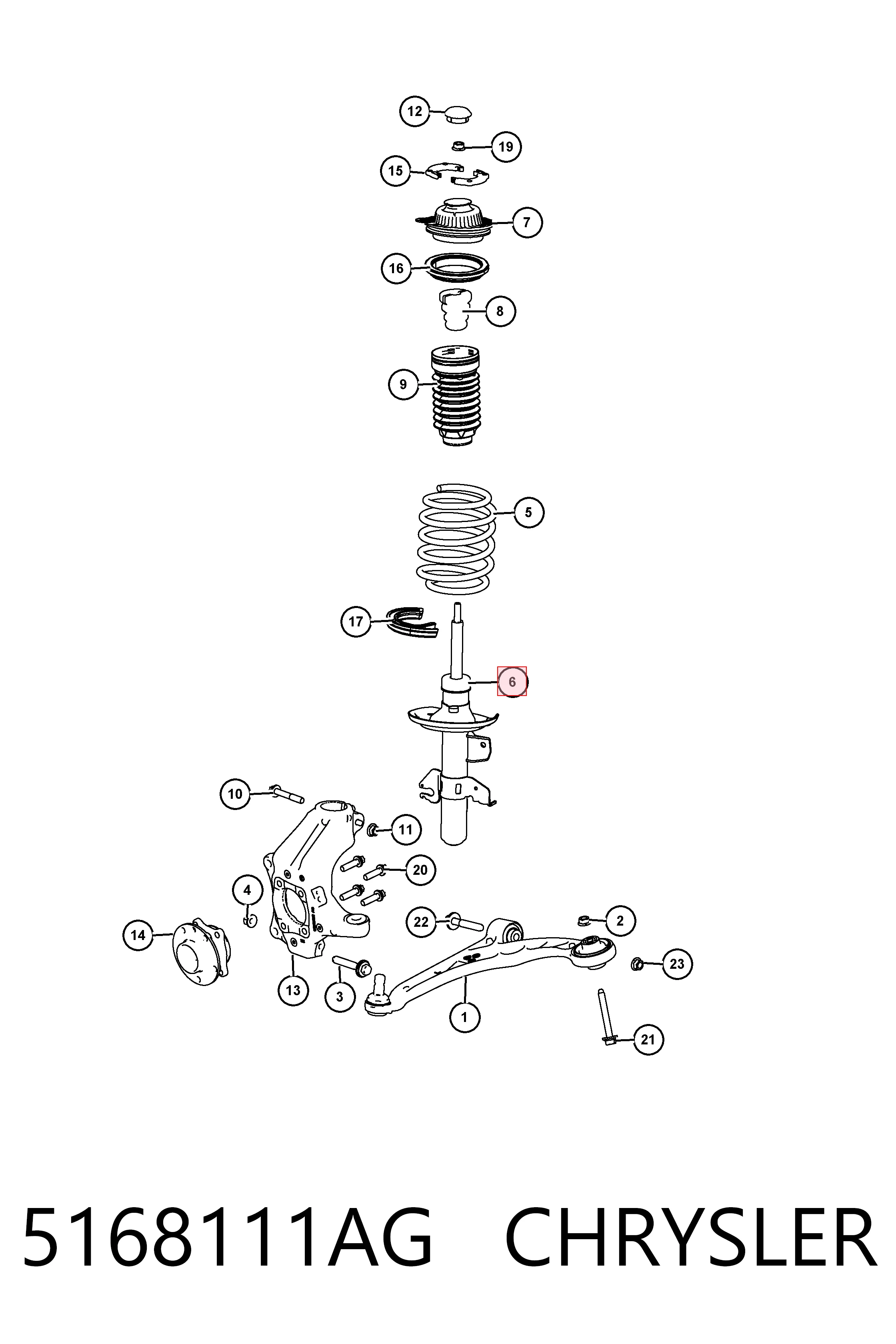 5168111AG Chrysler Amortyzator przedni lewy
