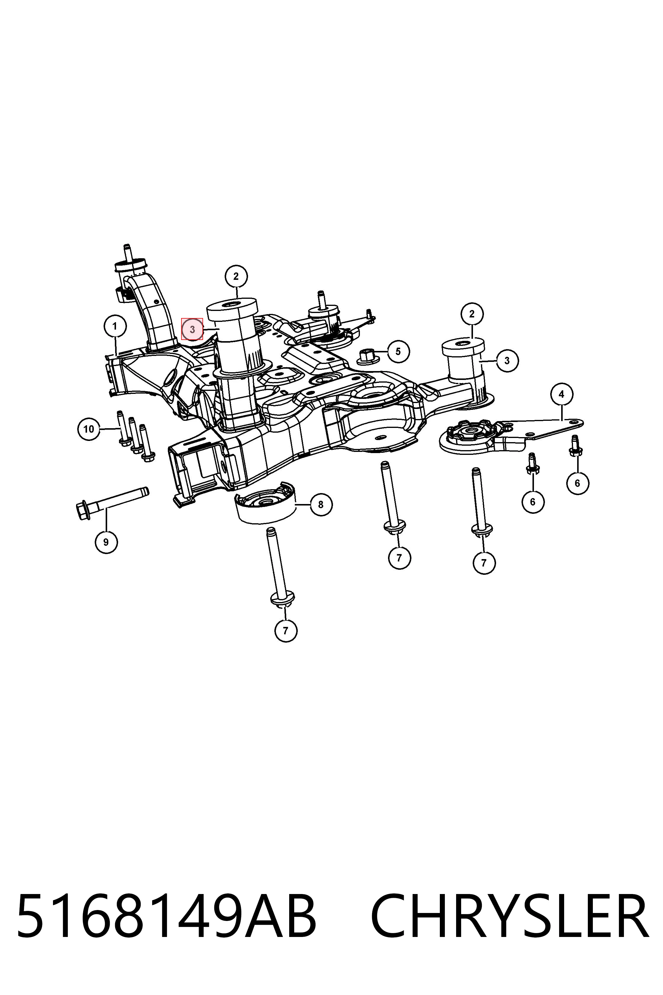 5168149AB Chrysler Tuleja (poduszka) przedniej belki