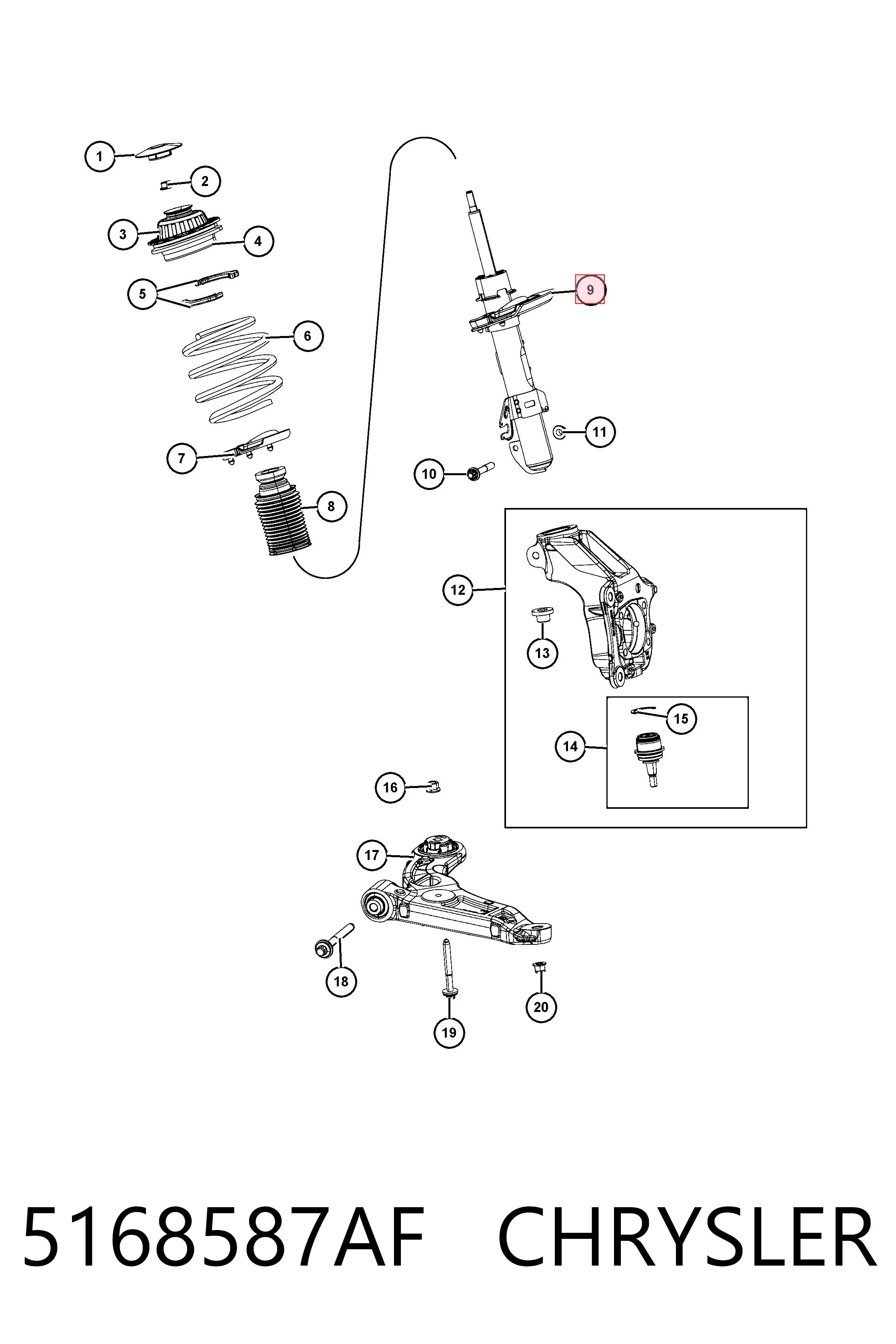 5168587AF Chrysler Amortyzator przedni lewy