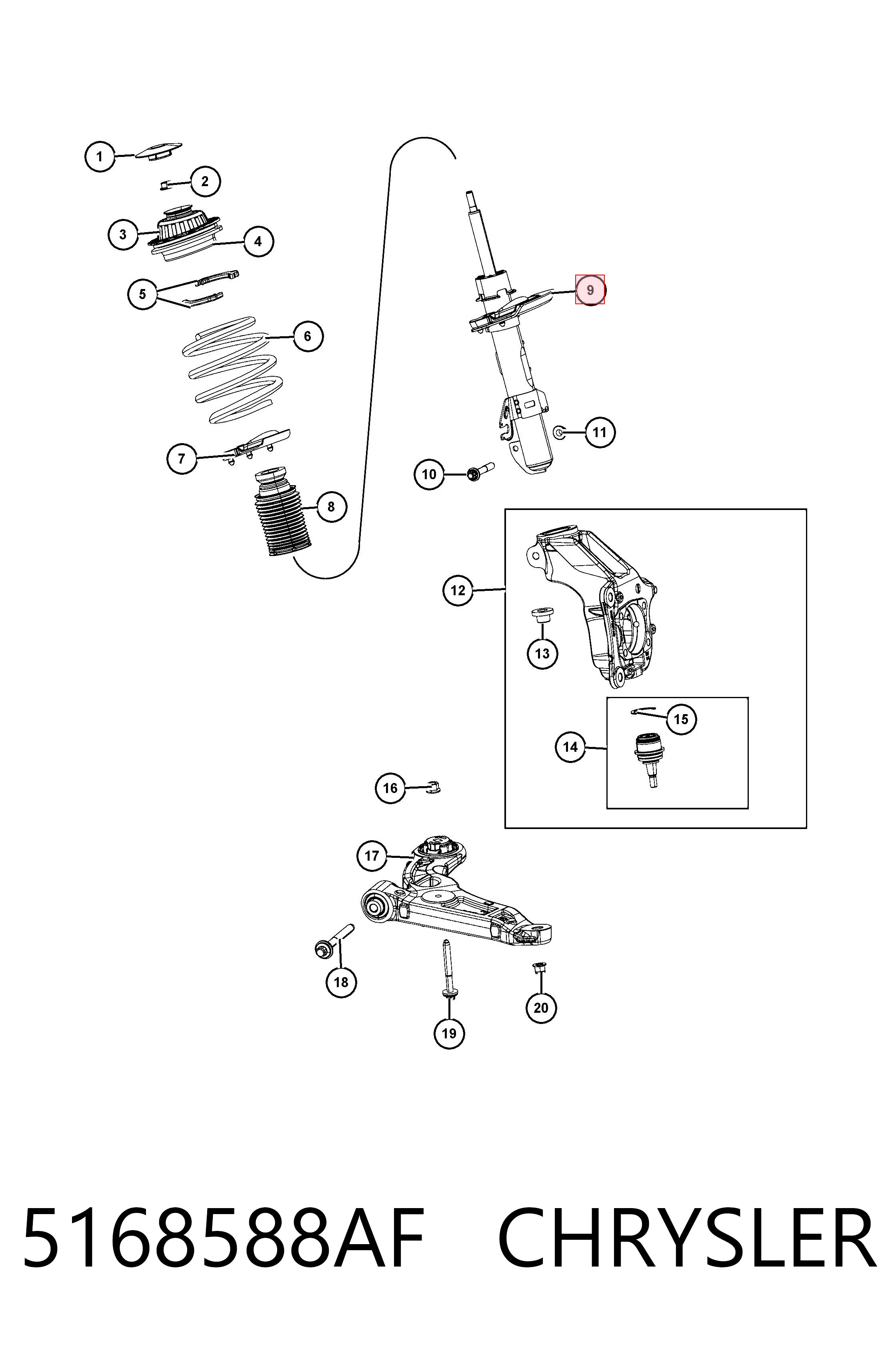 5168588AF Chrysler Amortyzator przedni prawy