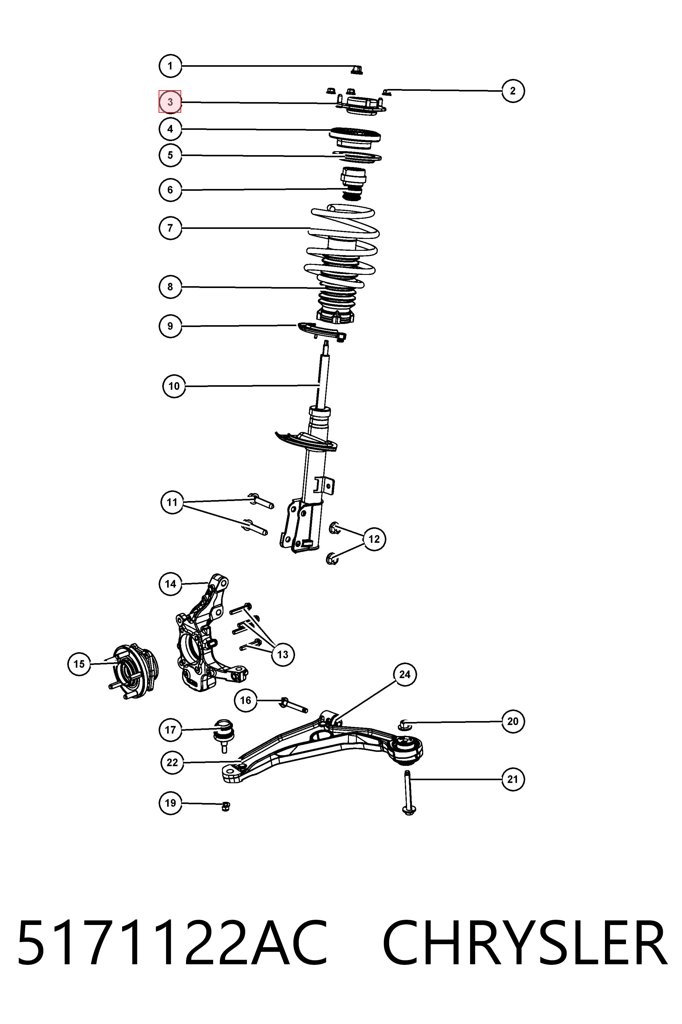 5171122AC Chrysler Poduszka amortyzatora przedniego