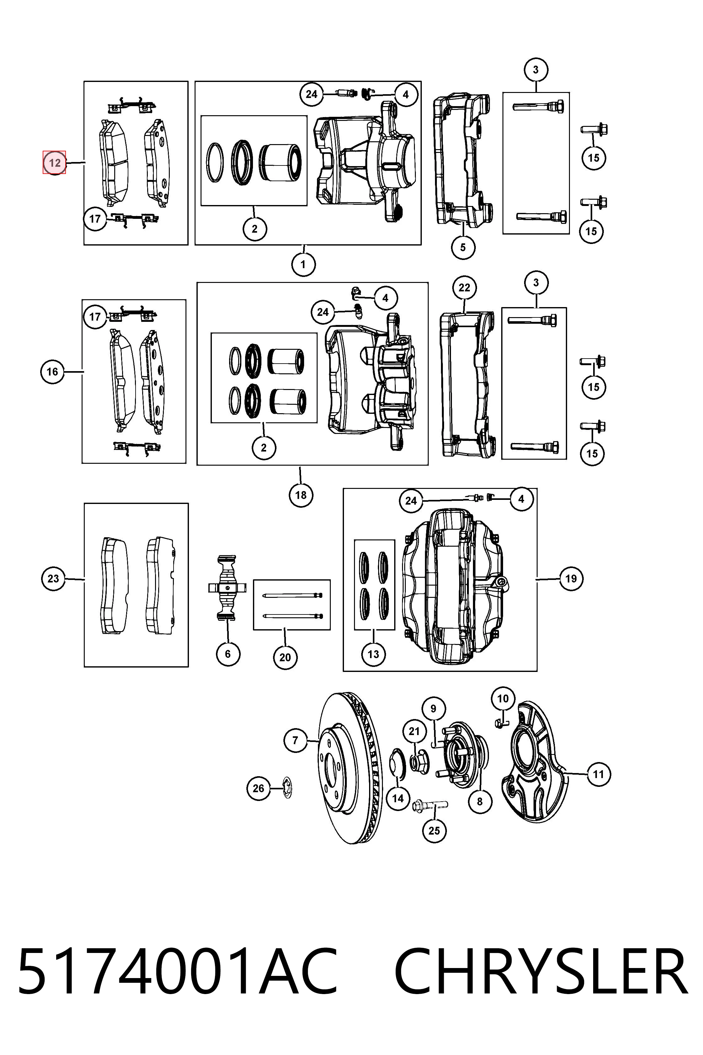 5174001AC Chrysler Klocki hamulcowe przednie tarczowe