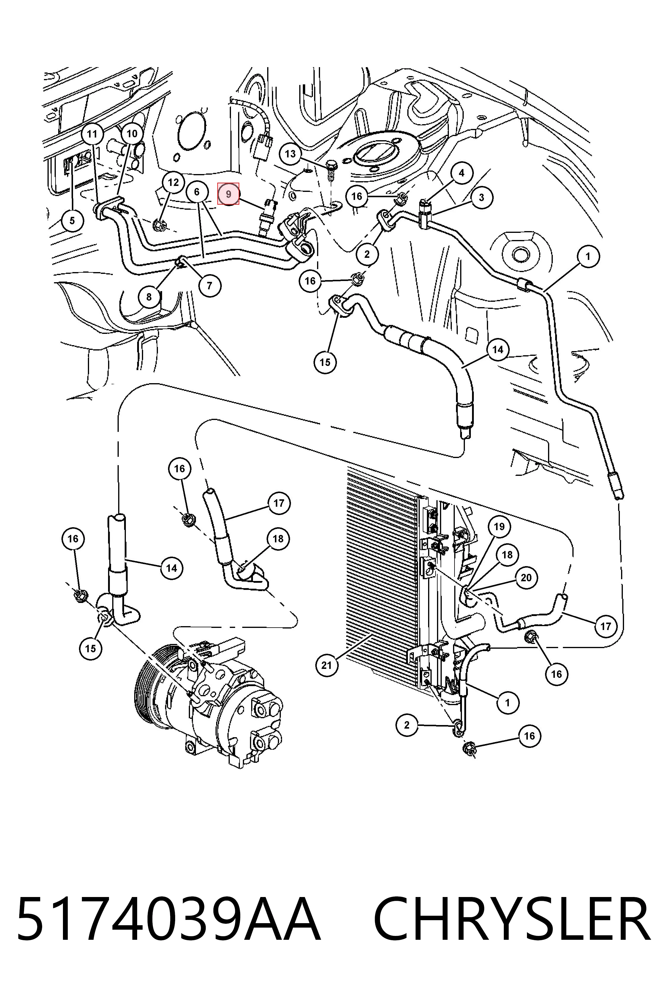 5174039AA Chrysler Czujnik ciśnienia bezwzględnego klimatyzacji