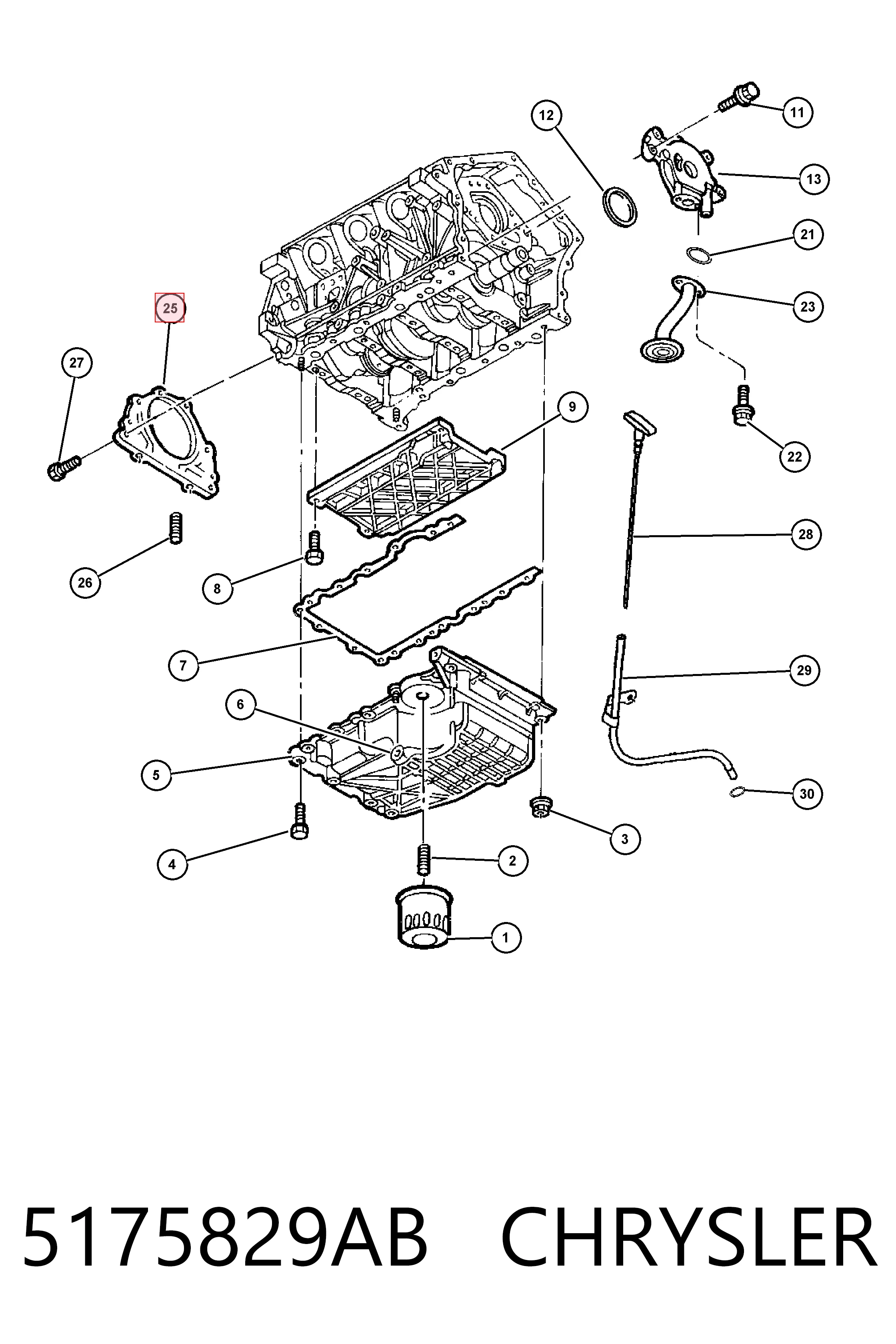 5175829AB Chrysler Uszczelniacz wału korbowego silnika tylny