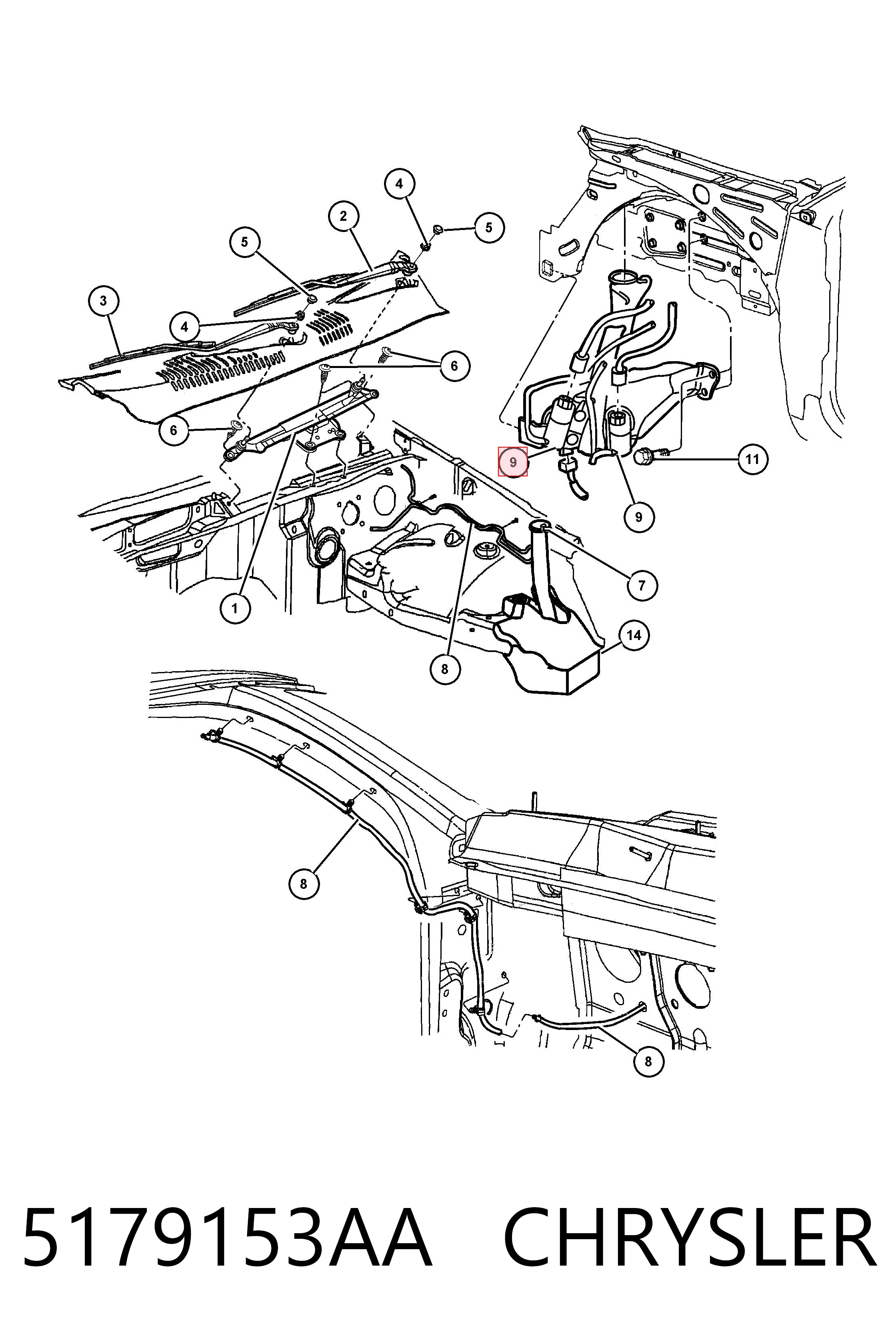 5179153AA Chrysler Pompka spryskiwacza szyby przedniej