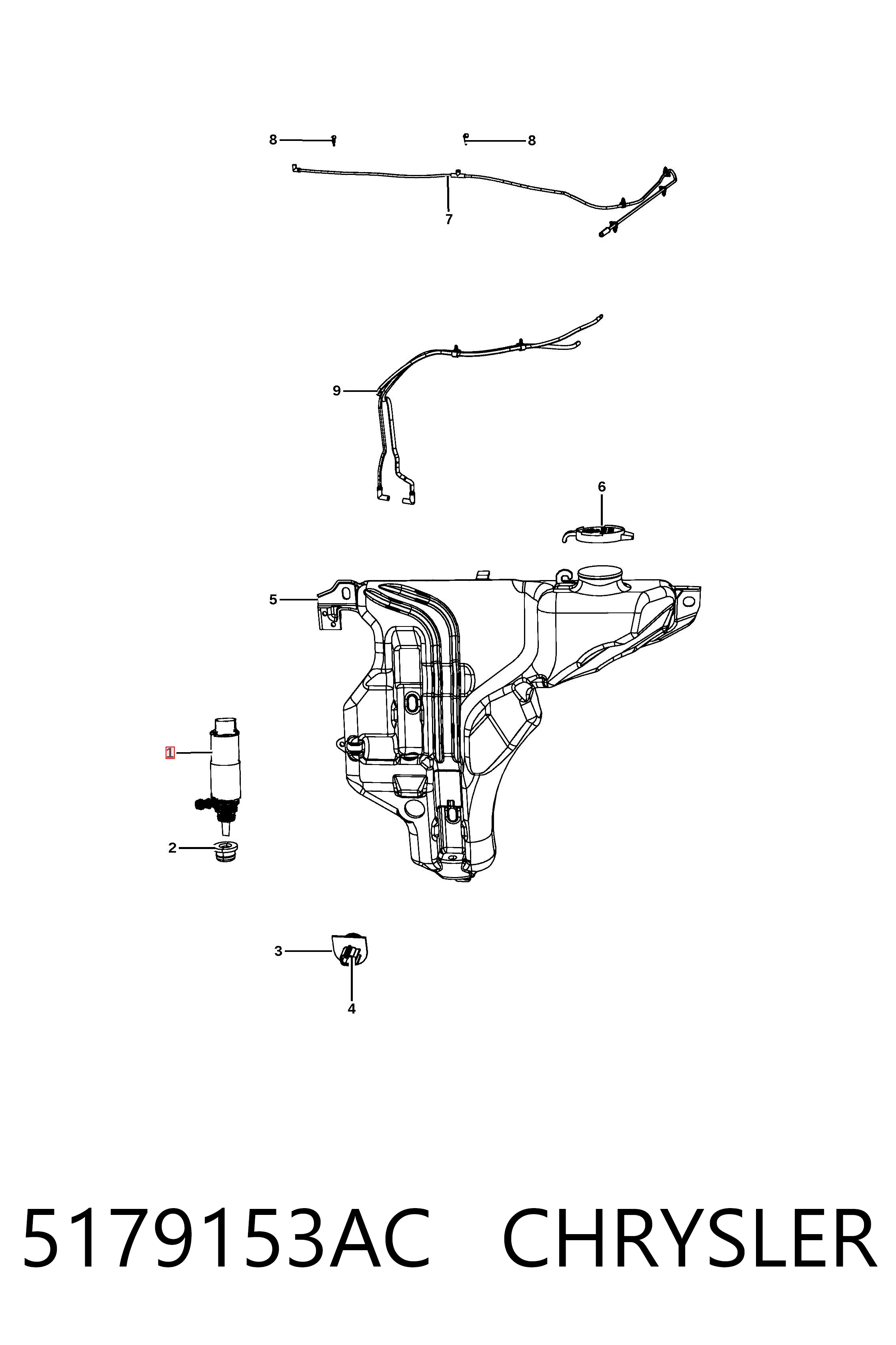 5179153AC Chrysler Pompka spryskiwacza szyby przedniej