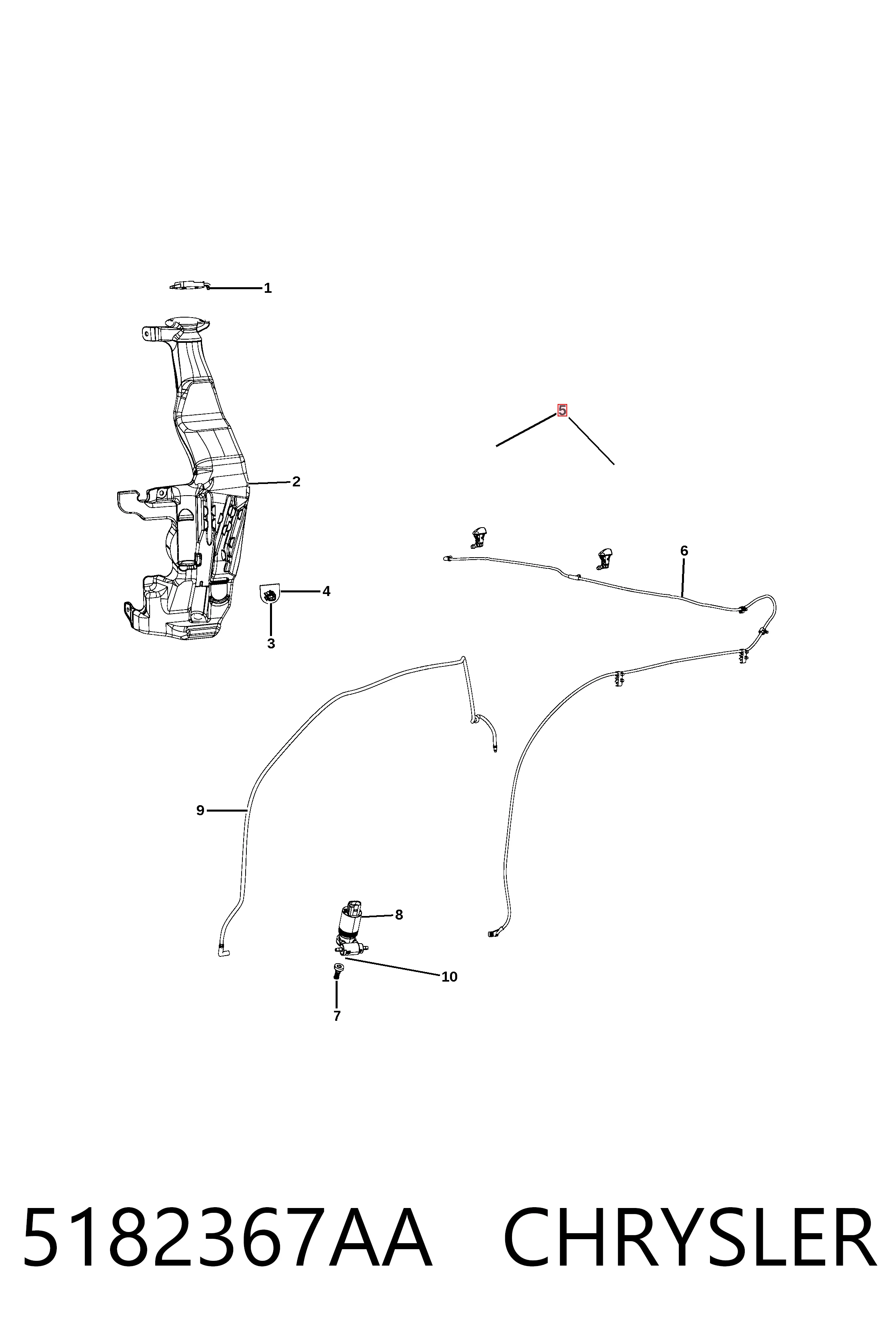 5182367AA Chrysler Dysza spryskiwacza szyby przedniej