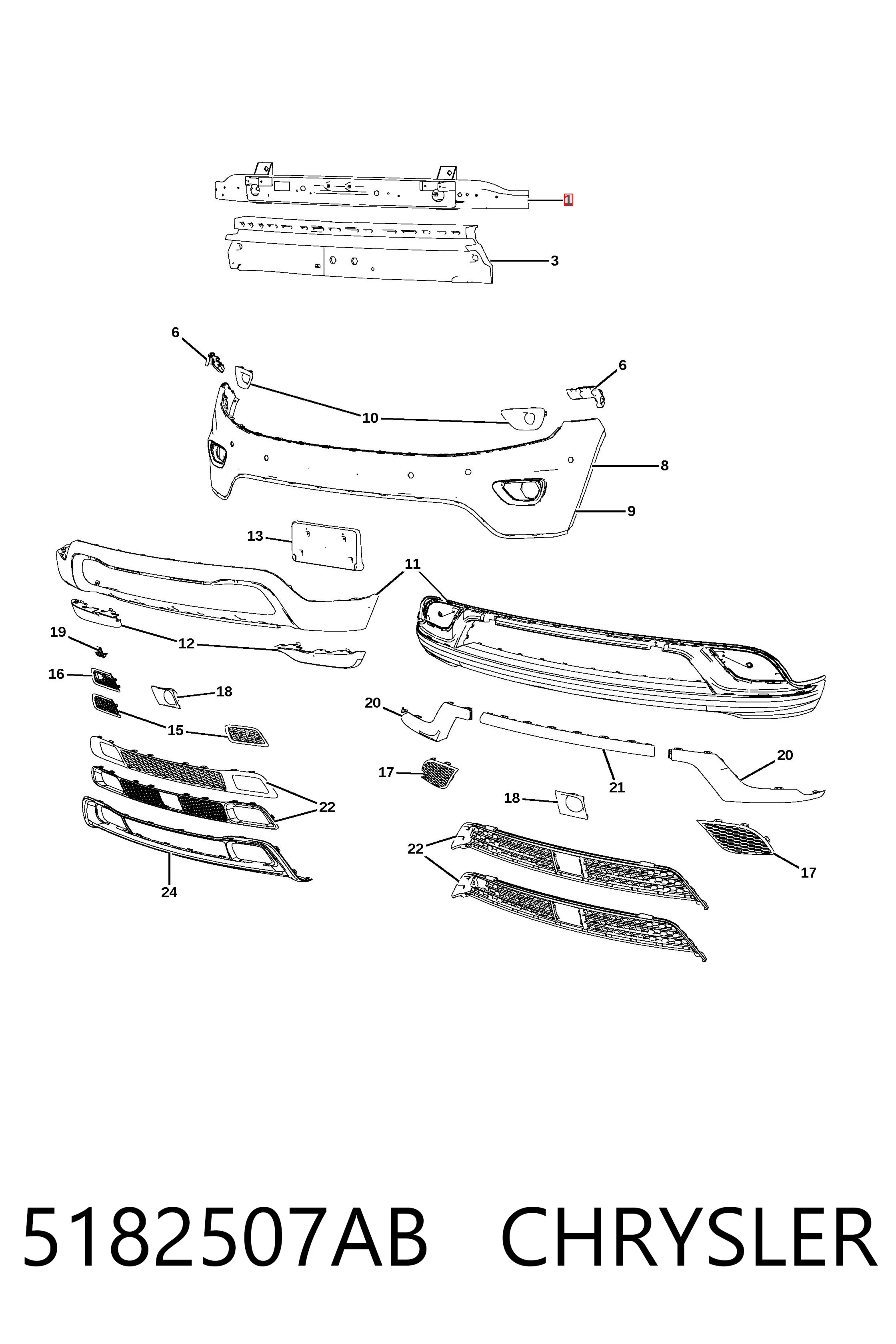 Wzmocnienie zderzaka przedniego do Jeep Grand Cherokee IV WK