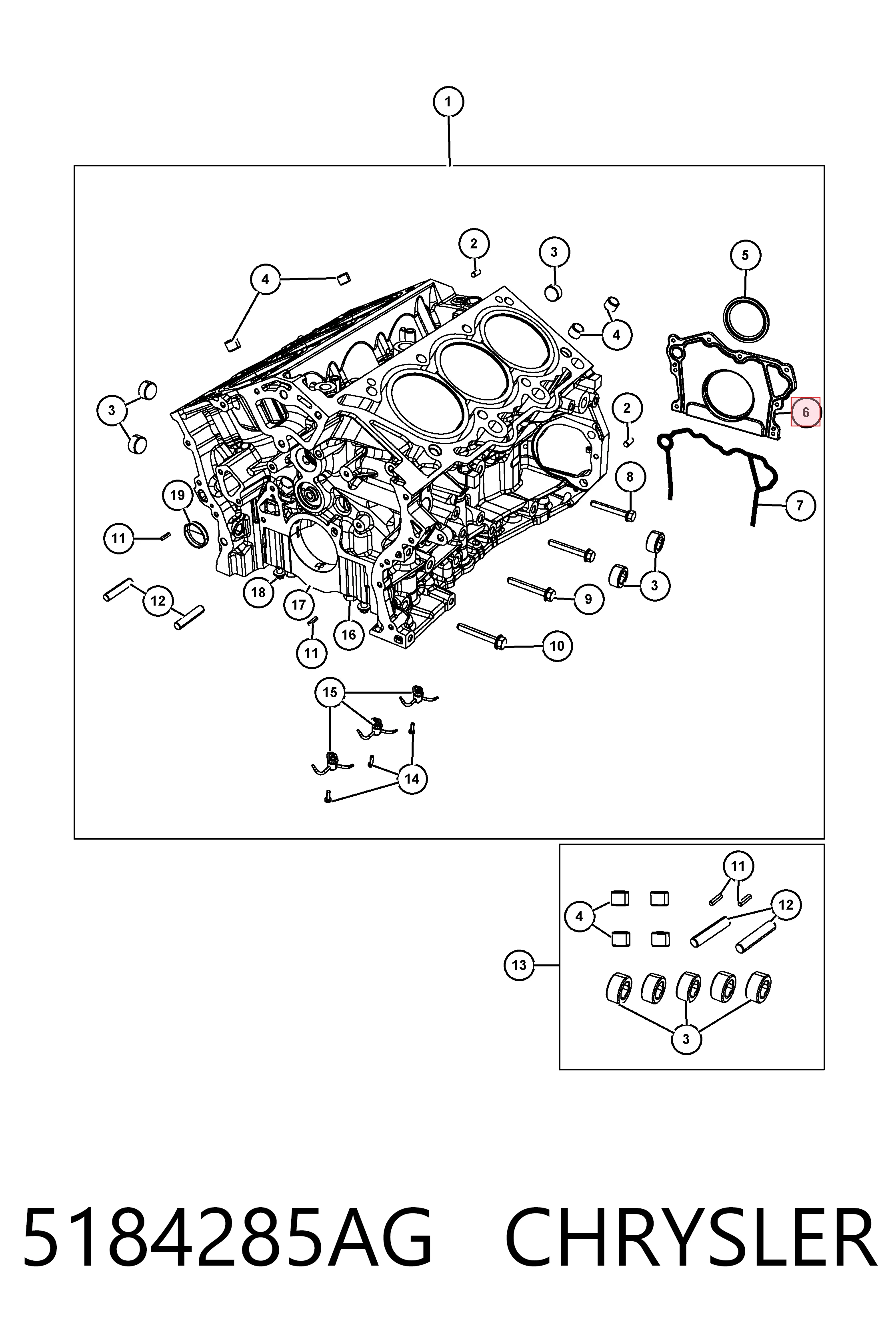 5184285AG Chrysler Uszczelniacz wału korbowego silnika tylny