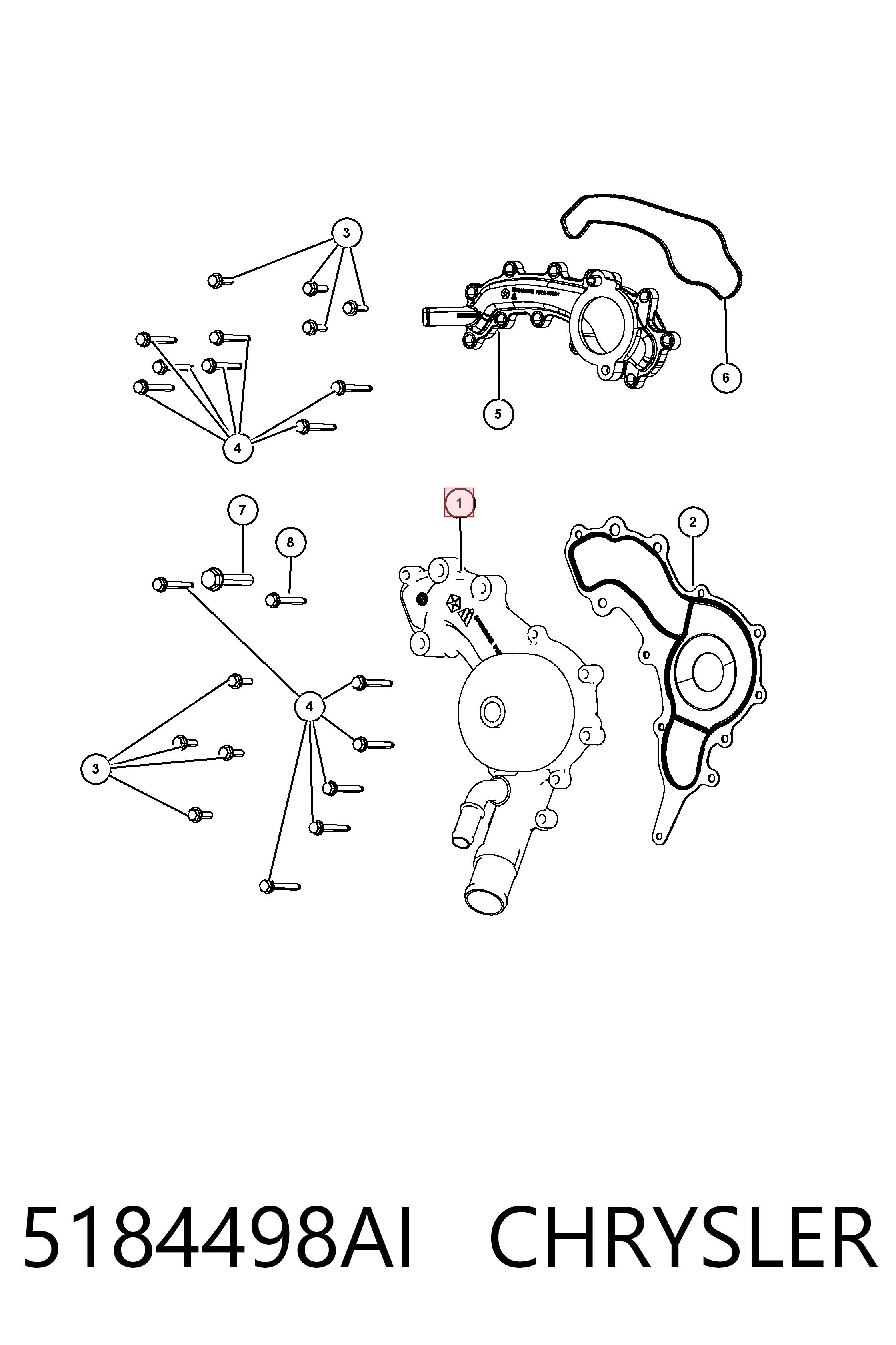 5184498AI Chrysler Pompa chłodząca wodna