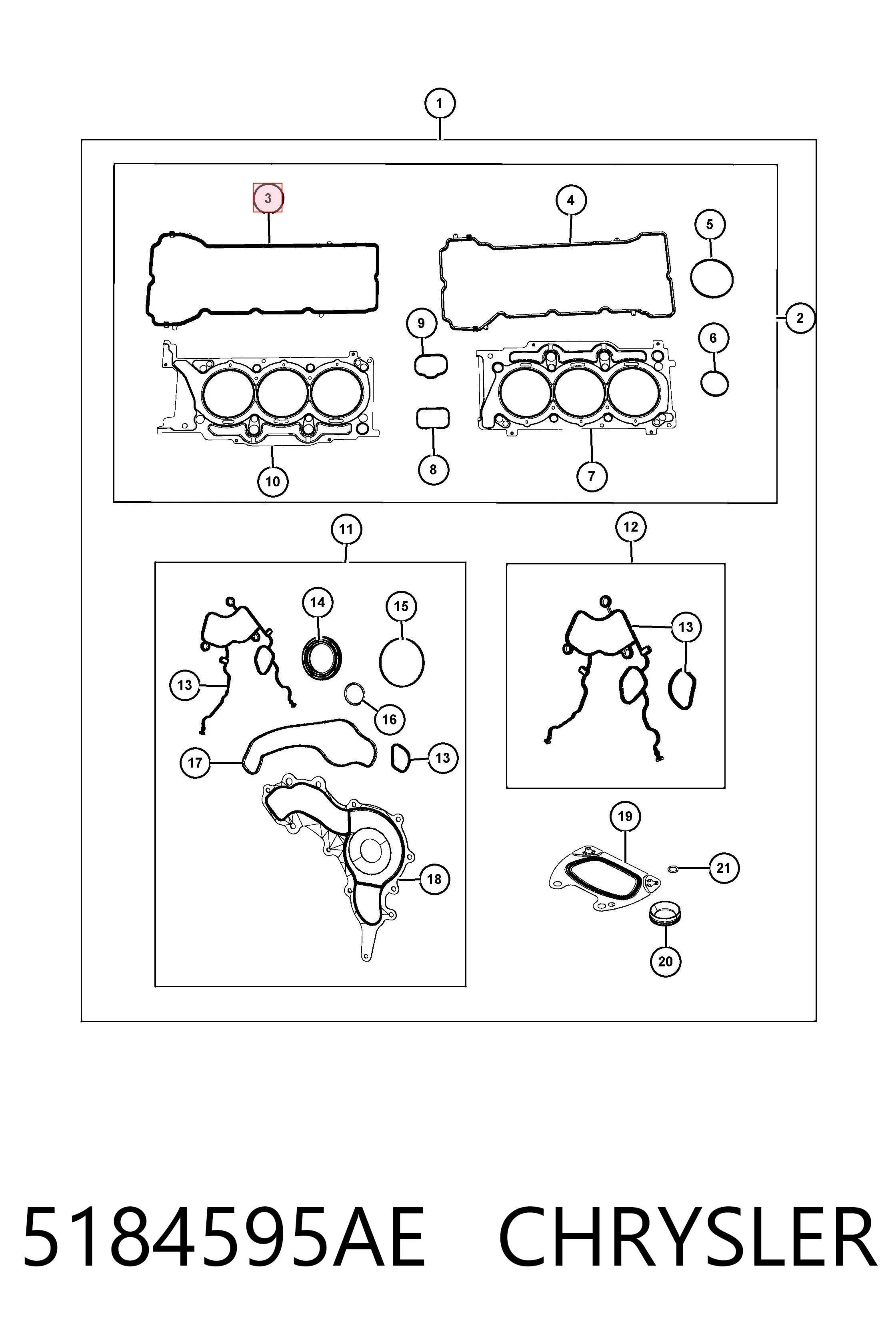 5184595AE Chrysler Uszczelka pokrywy zaworowej prawa