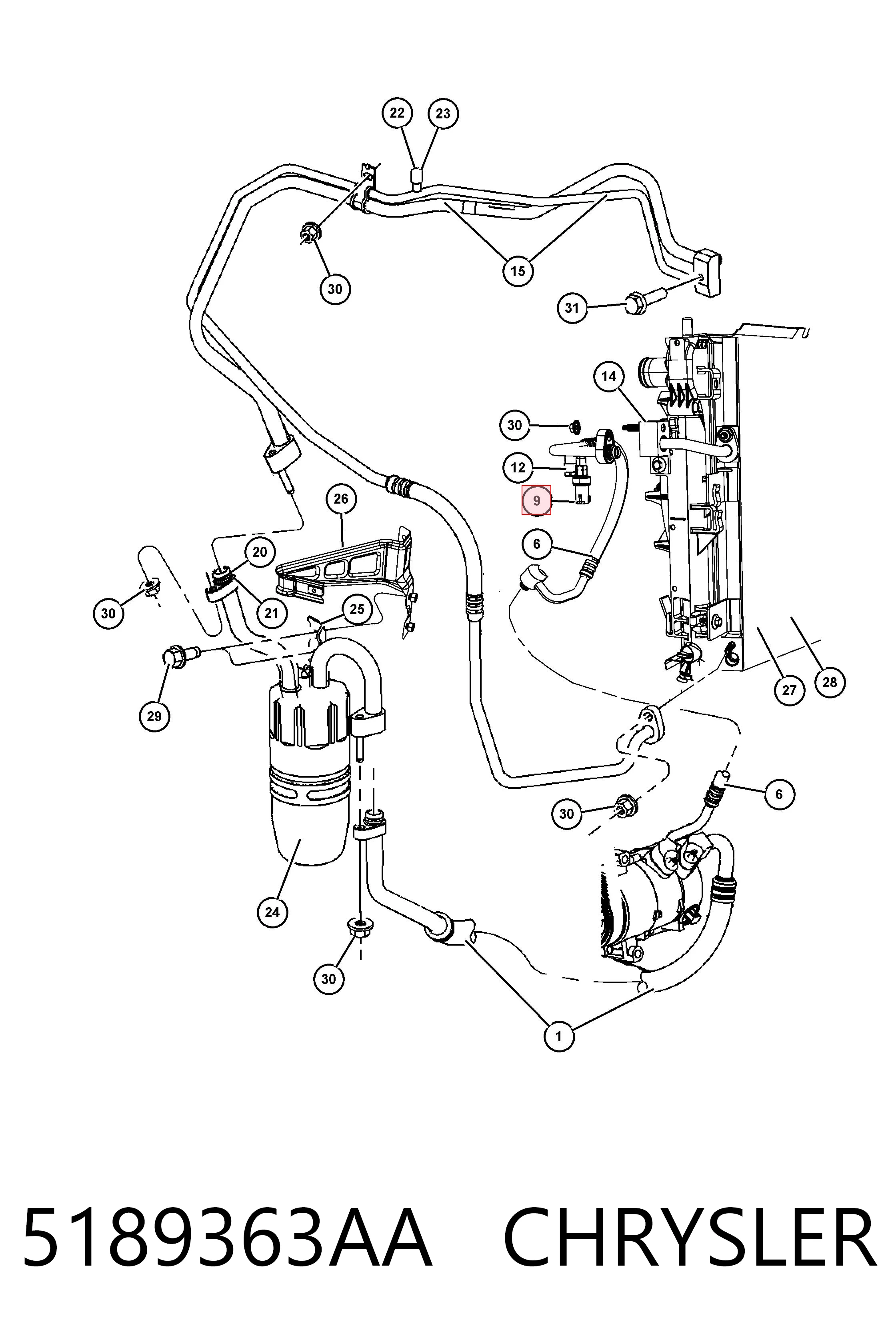 5189363AA Chrysler Czujnik ciśnienia bezwzględnego klimatyzacji