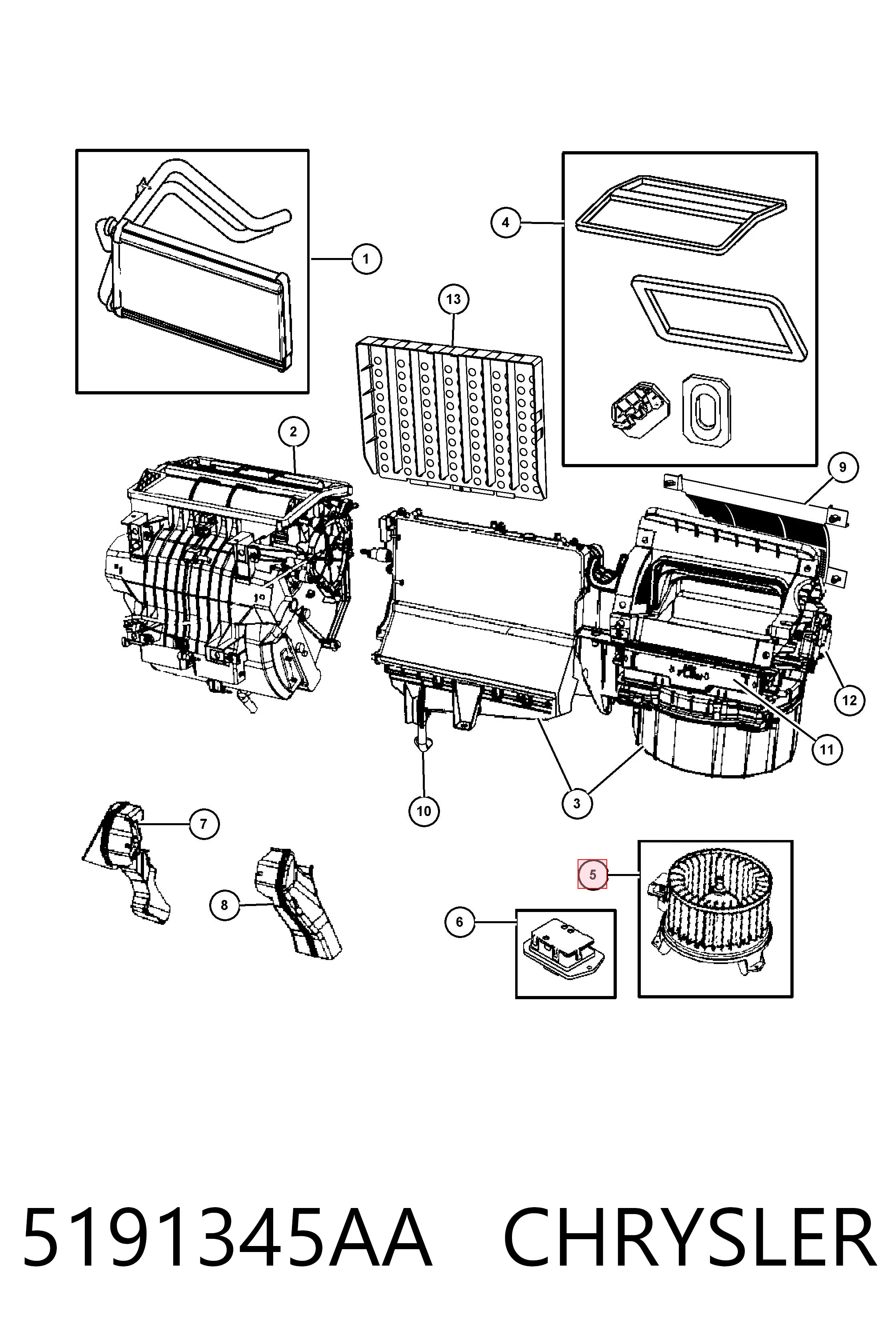5191345AA Chrysler Silniczek wentylatora nagrzewnicy (ogrzewacza wnętrza)
