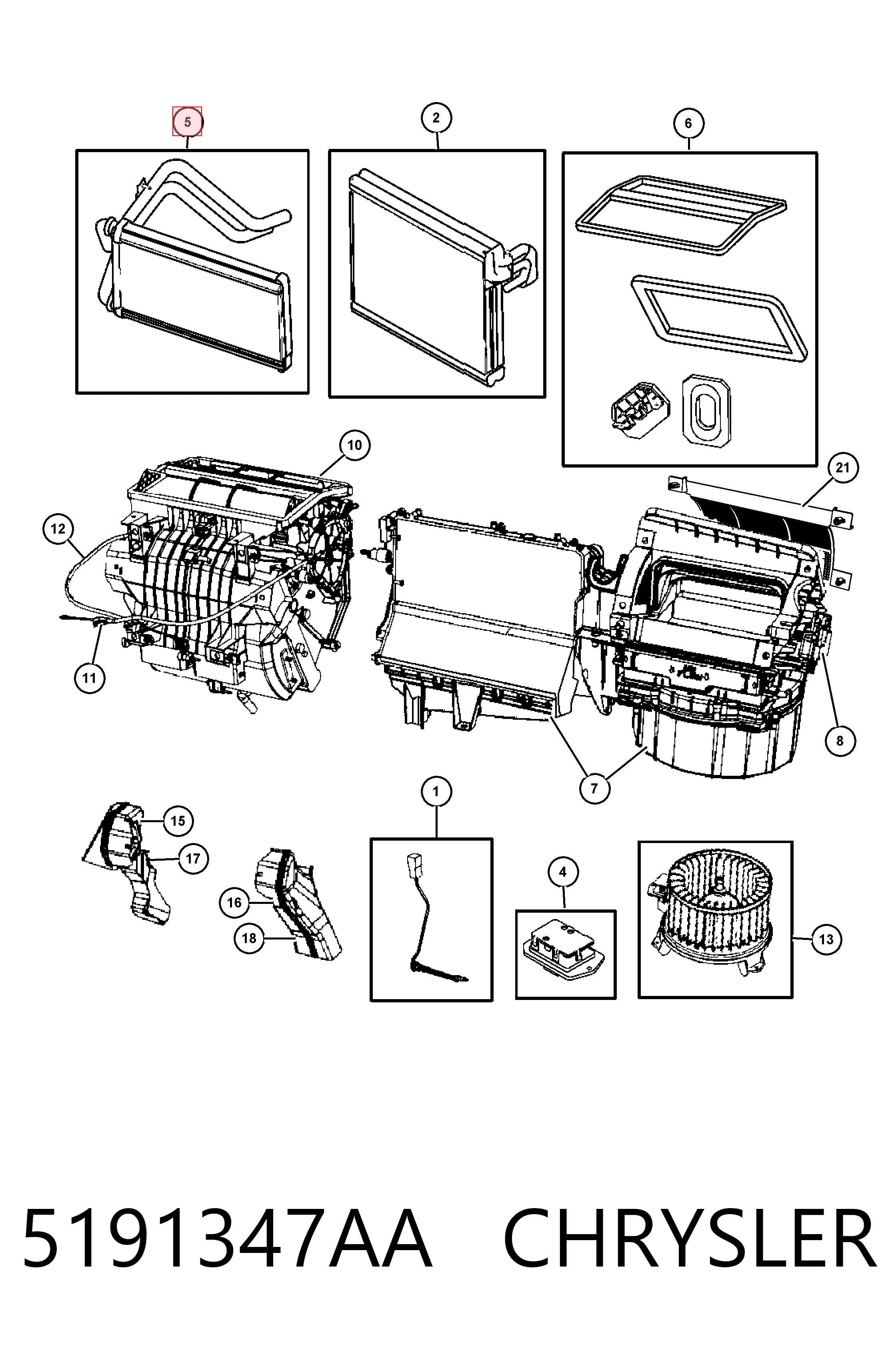 5191347AA Chrysler Chłodnica nagrzewnicy (ogrzewacza)