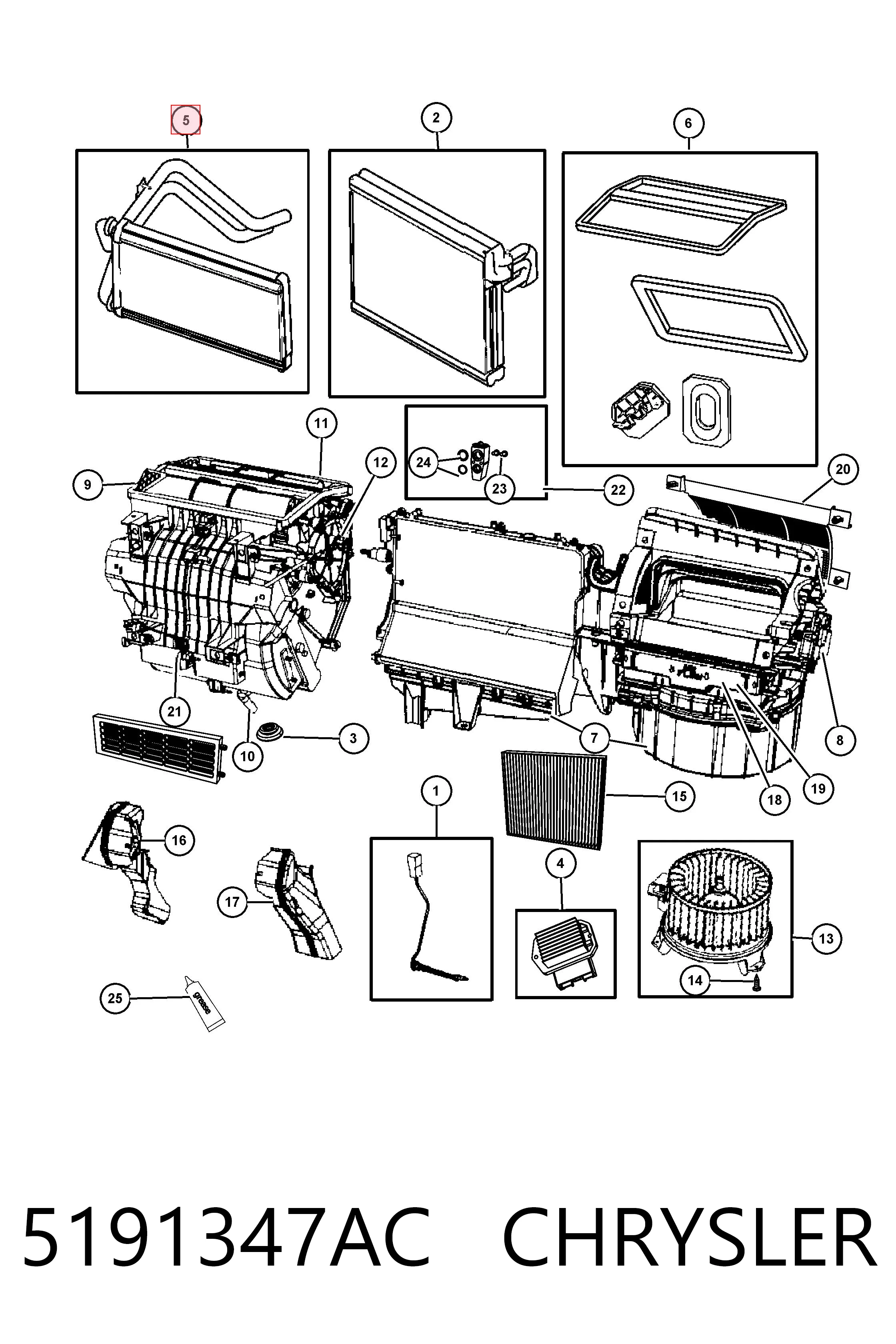 5191347AC Chrysler Chłodnica nagrzewnicy (ogrzewacza)
