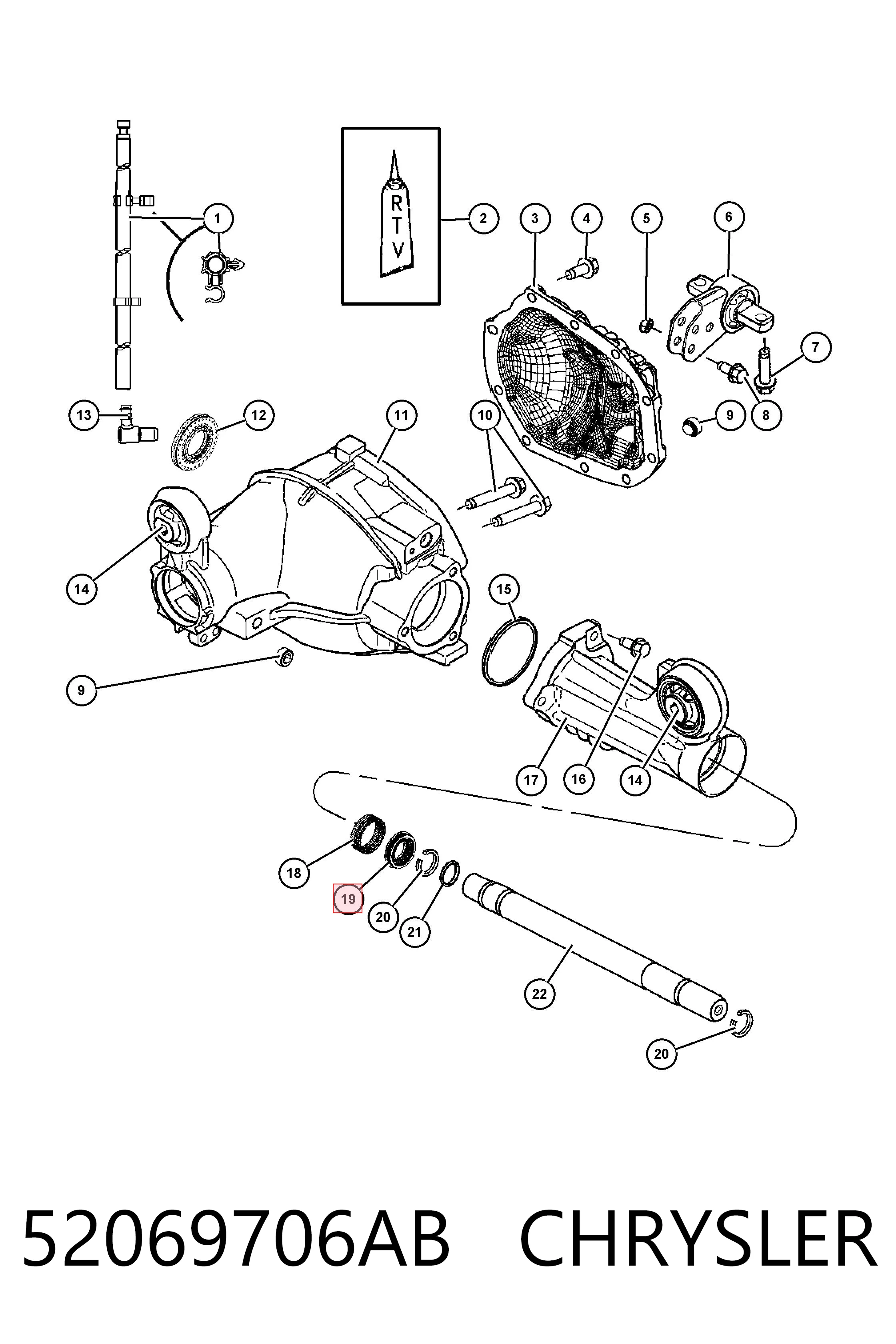 52069706AB Chrysler Uszczelniacz półosi mostu przedniego