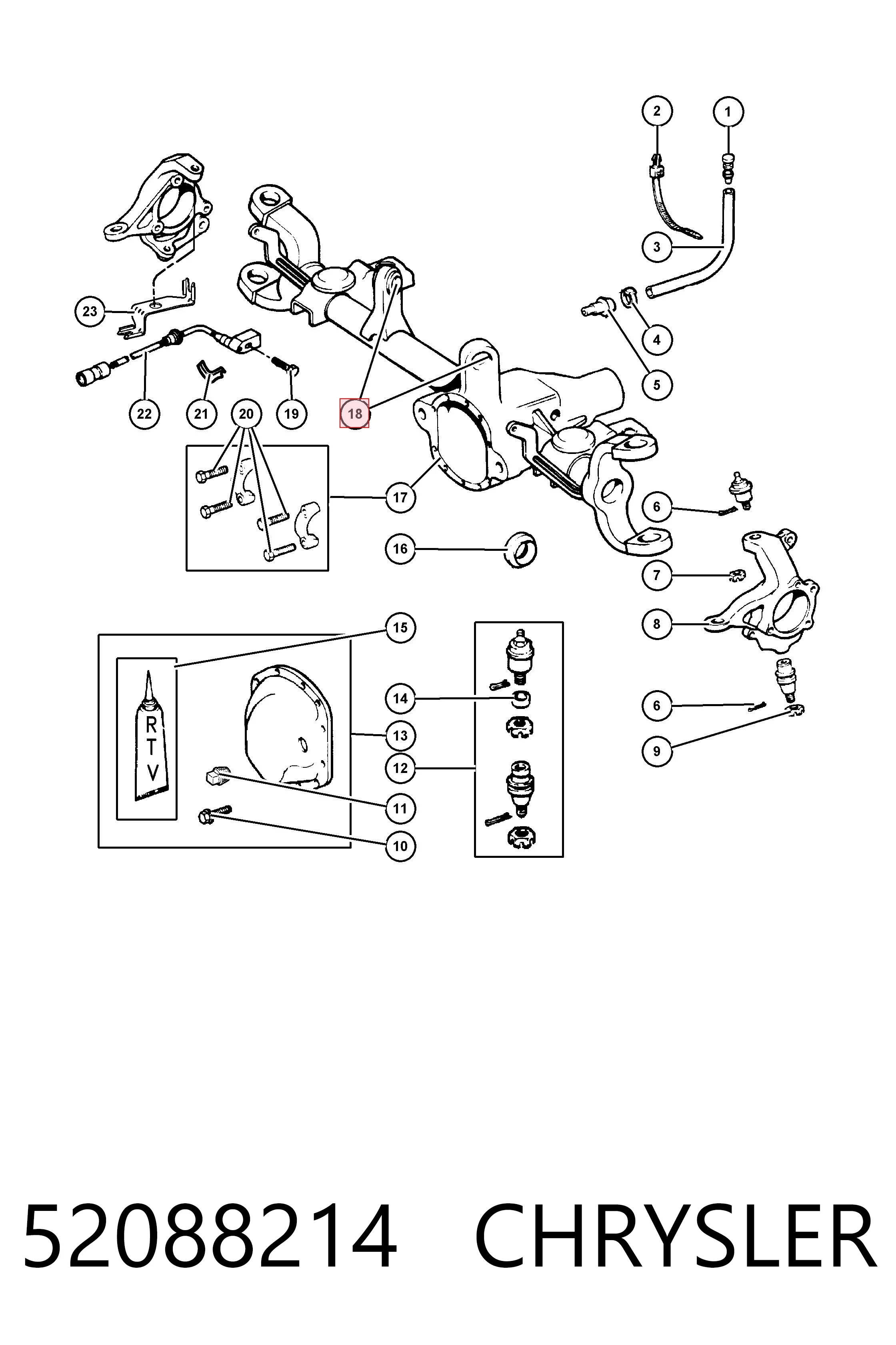 52088214 Chrysler Silentblock przedniego wahacza górnego