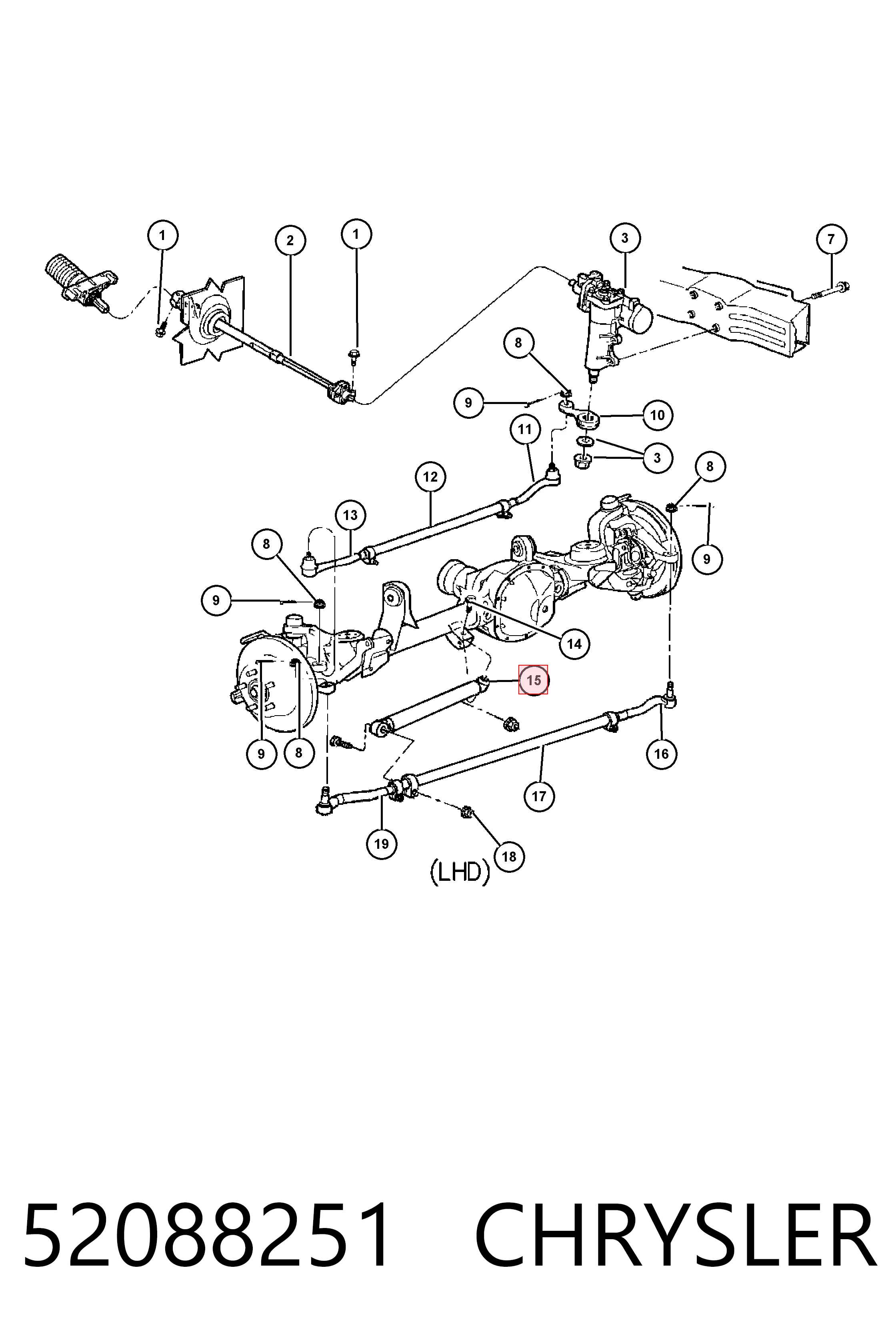 52088251 Chrysler Amortyzator układu kierowniczego (tłumik)