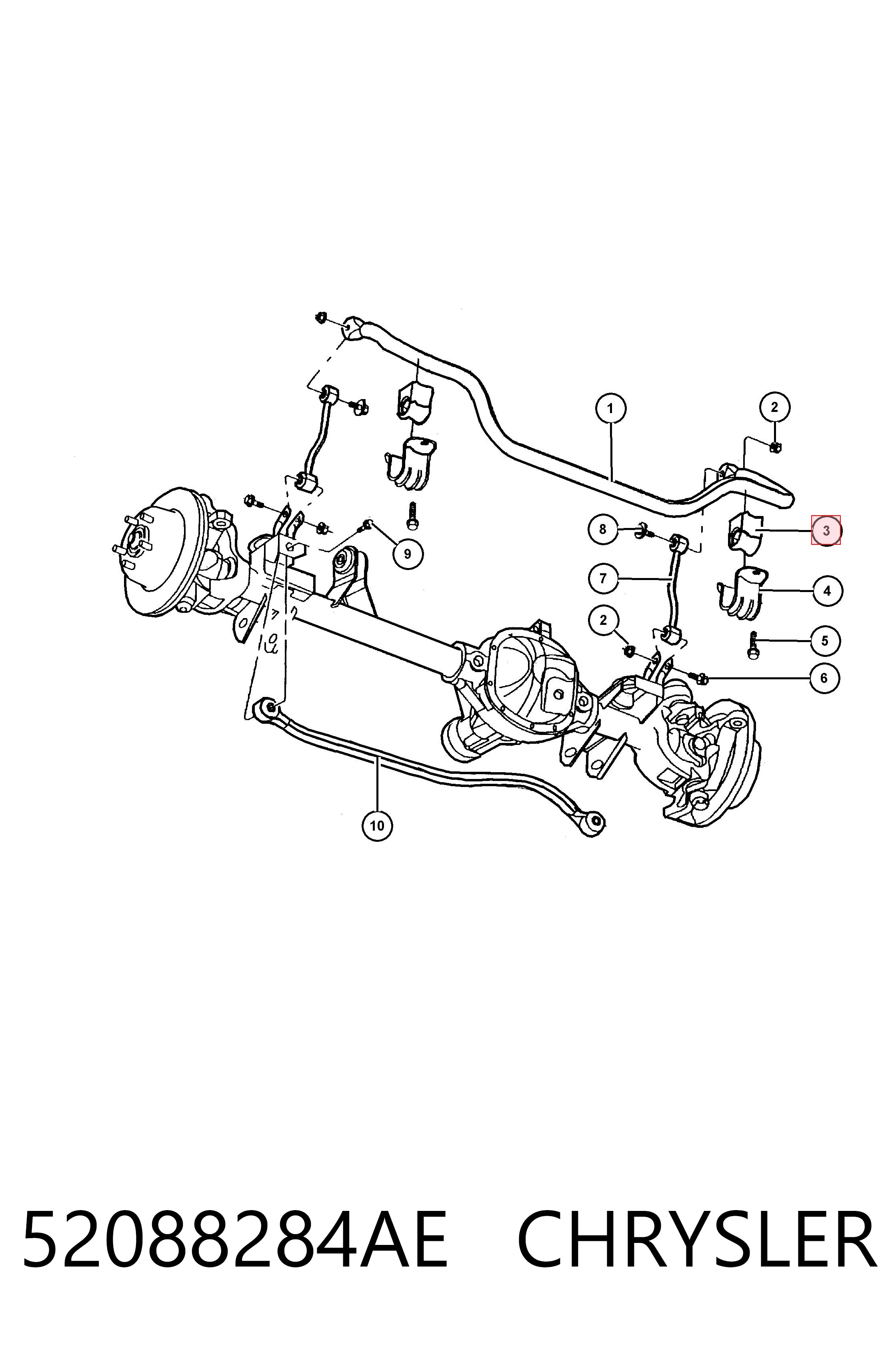 52088284AE Chrysler Tuleja stabilizatora przedniego
