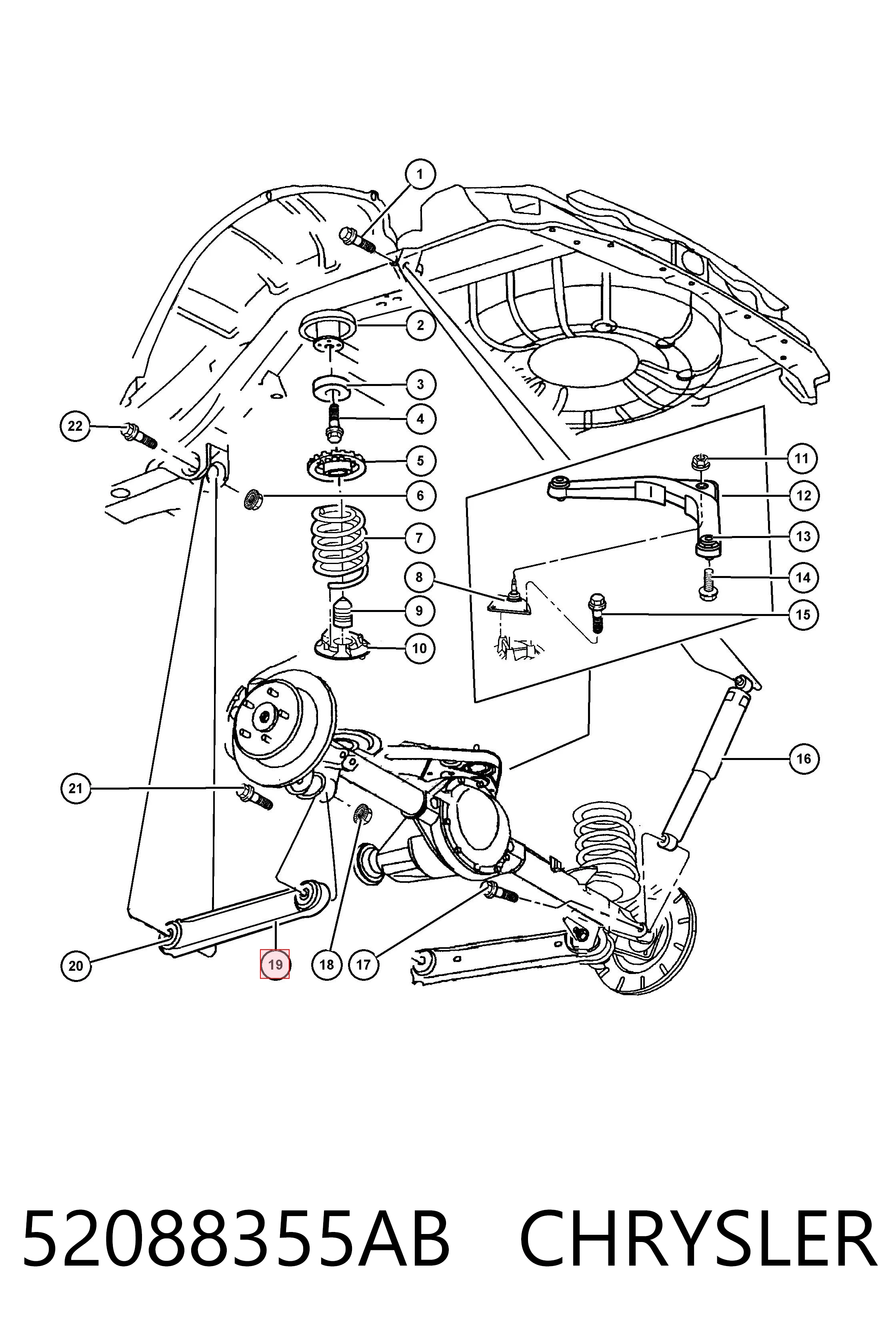 Wahacz (drążek) tylnego zawieszenia podłużny dolny lewy/prawy Fiat/Alfa/Lancia K52080306AA cena, od 65,76 USD