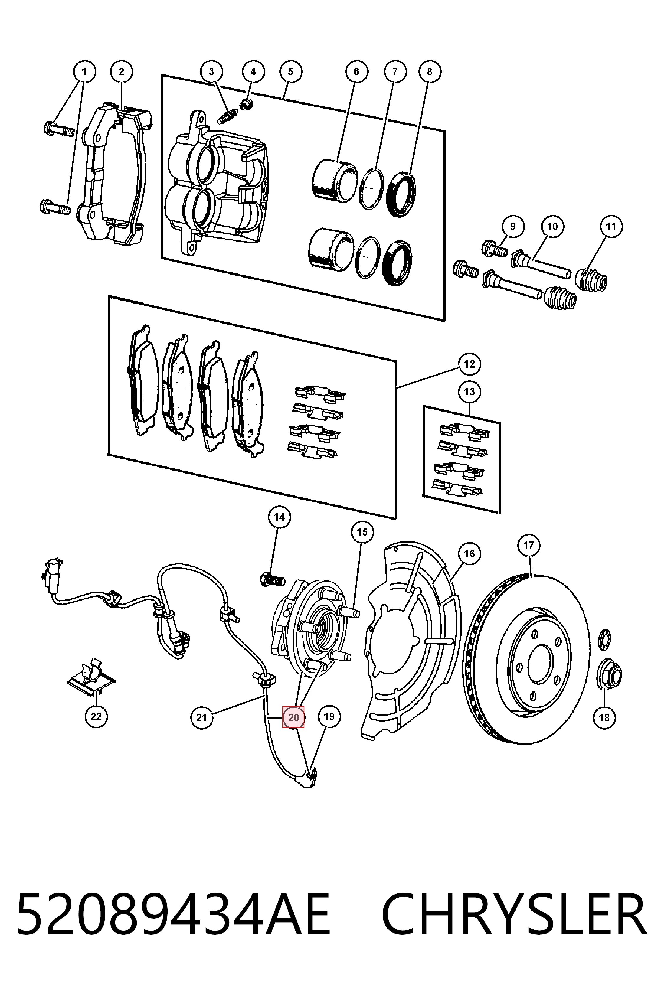 52089434AE Chrysler Piasta przednia