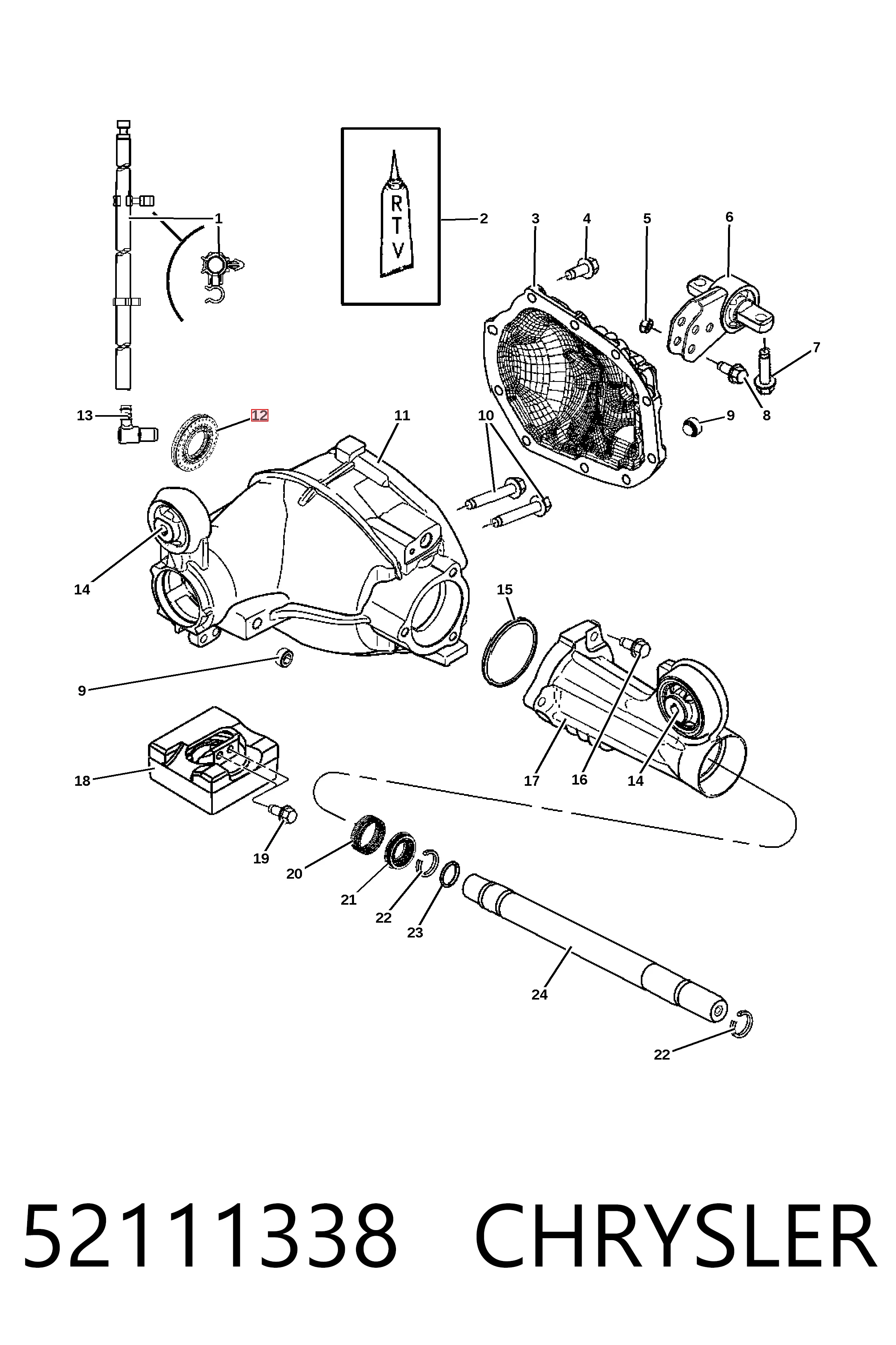 52111338 Chrysler Uszczelniacz półosi lewej mostu przedniego