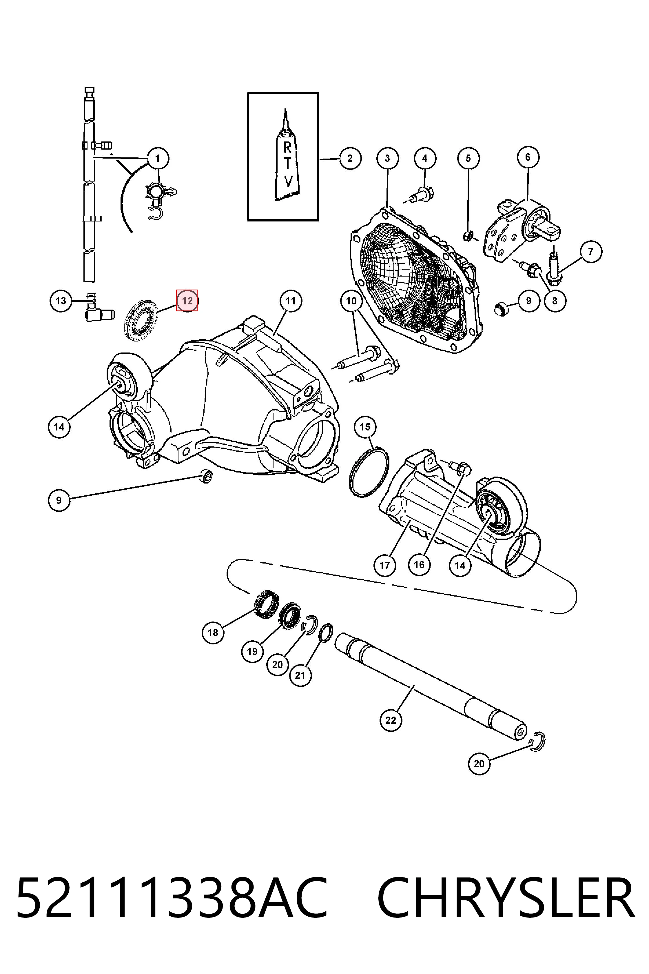 52111338AC Chrysler Uszczelniacz półosi lewej mostu przedniego