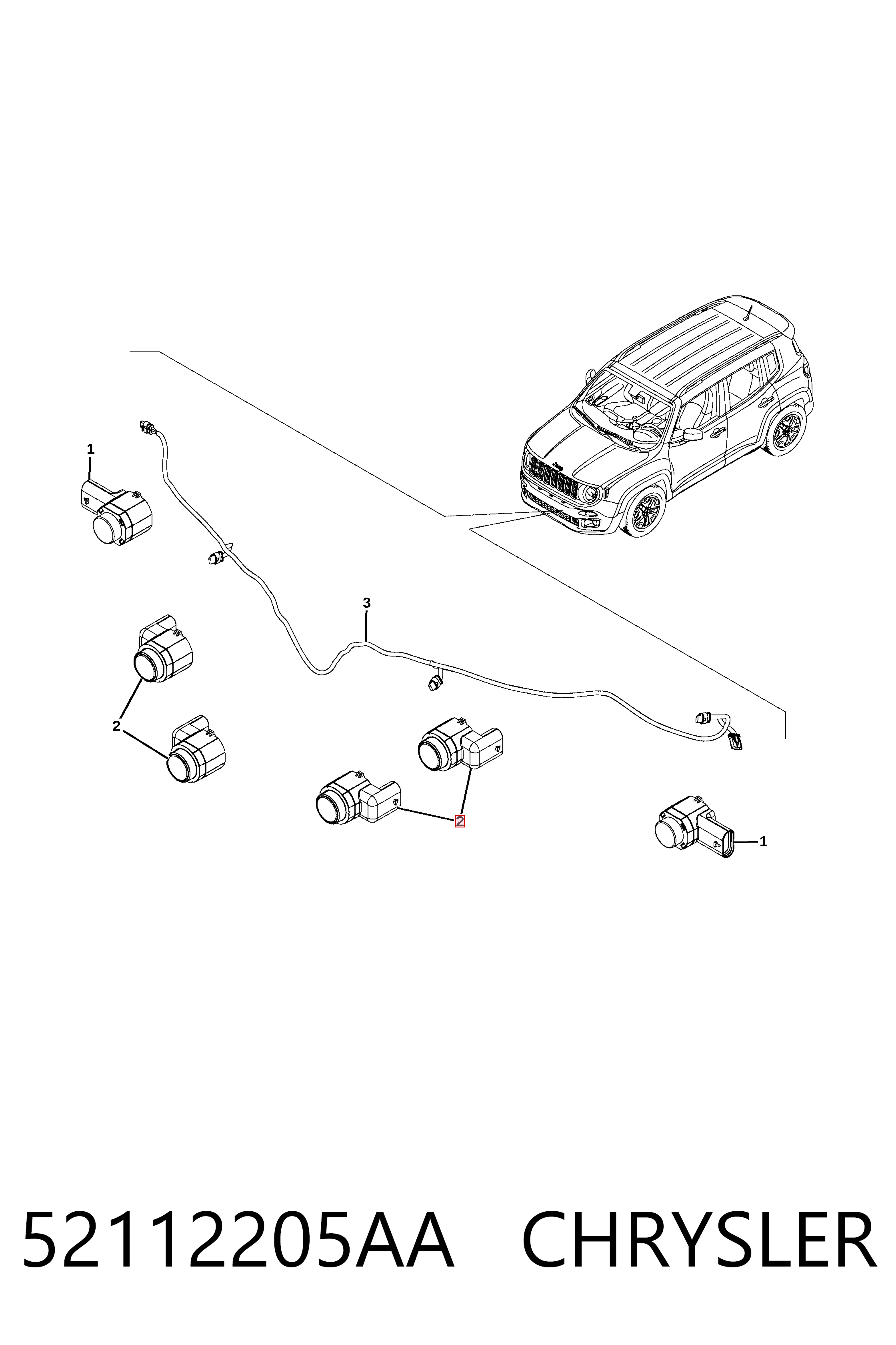 52112205AA Chrysler Czujnik parkowania przedni/tylny środkowy