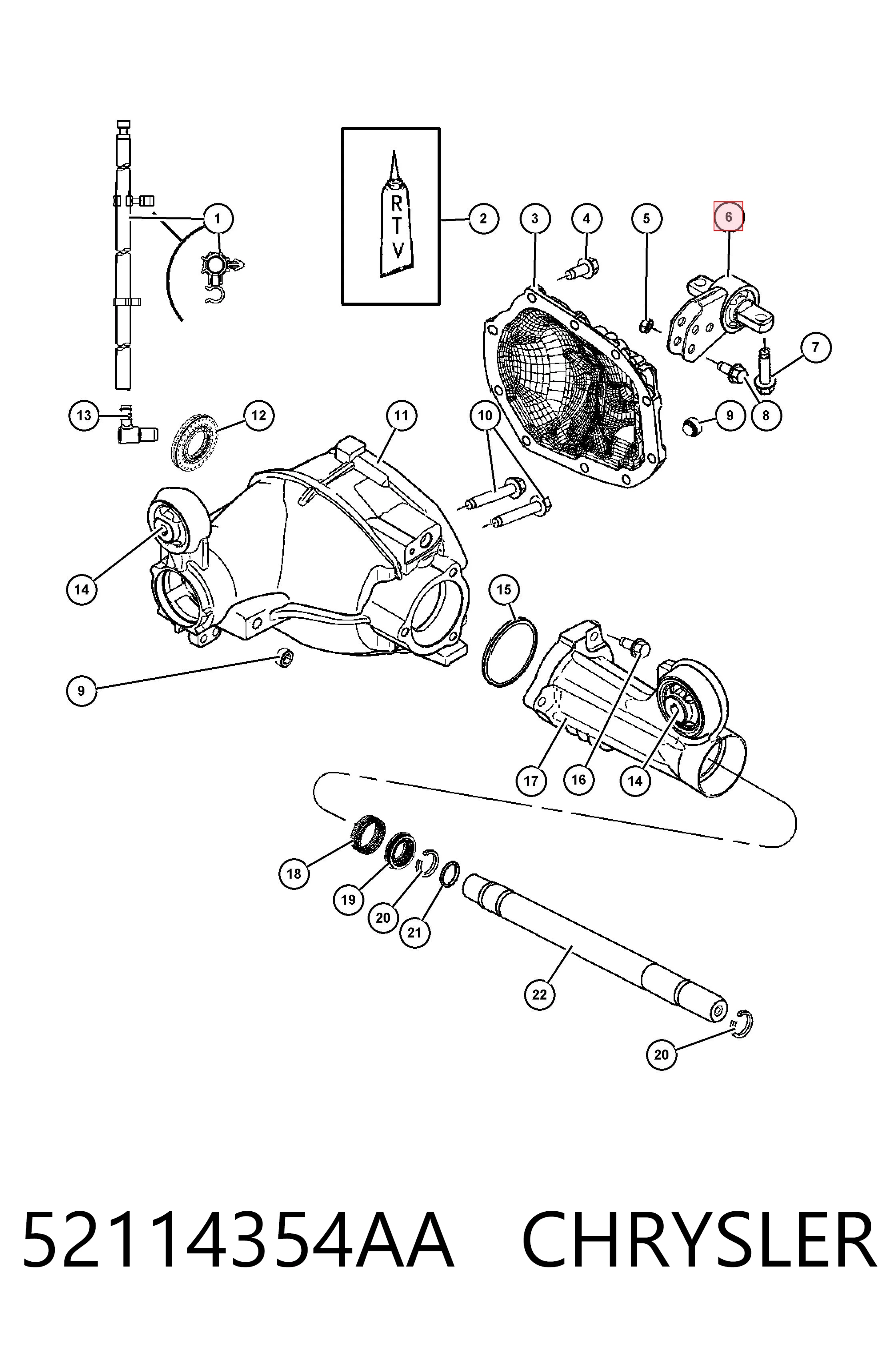 52114354AA Chrysler Silentblock przedni (poduszka) reduktora mostu przedniego