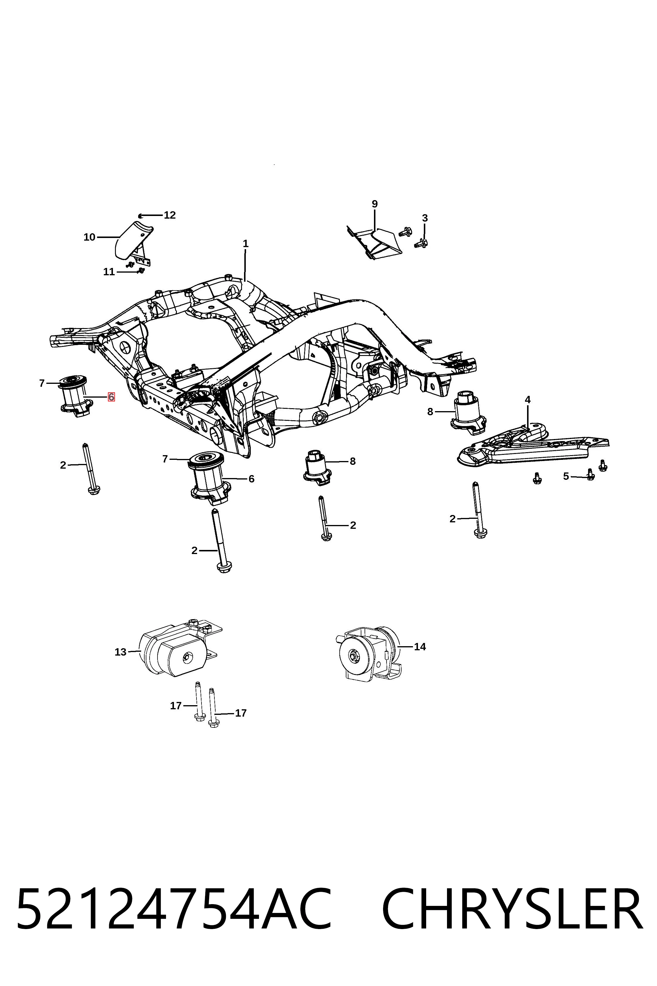 52124754AC Chrysler Tuleja (poduszka) przedniej belki