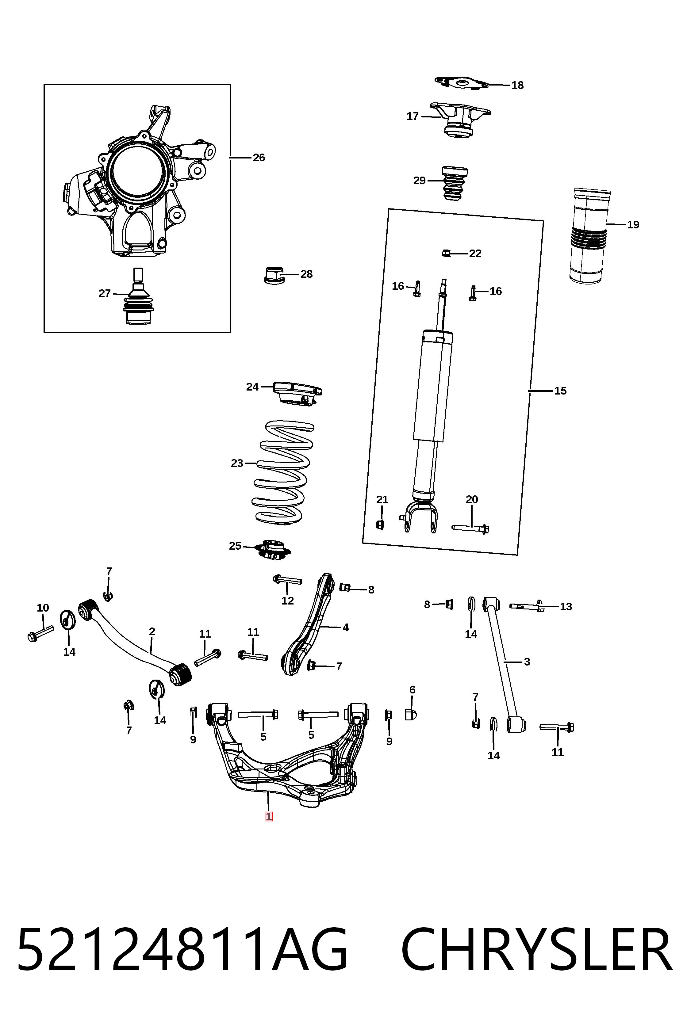 K52124811AF Fiat/Alfa/Lancia Wahacz zawieszenia tylnego dolny lewy