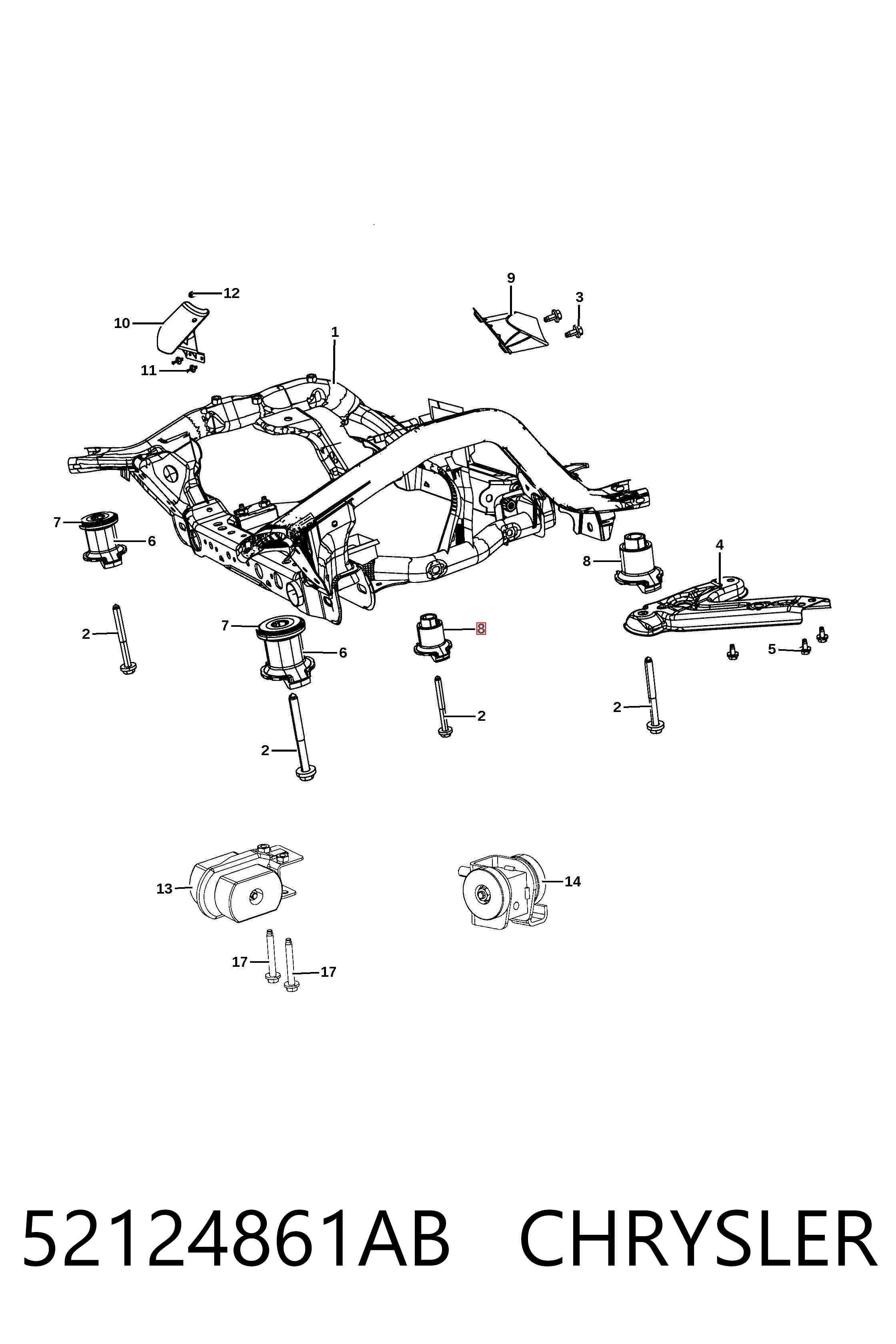 52124861AB Chrysler Tuleja (poduszka) przedniej belki