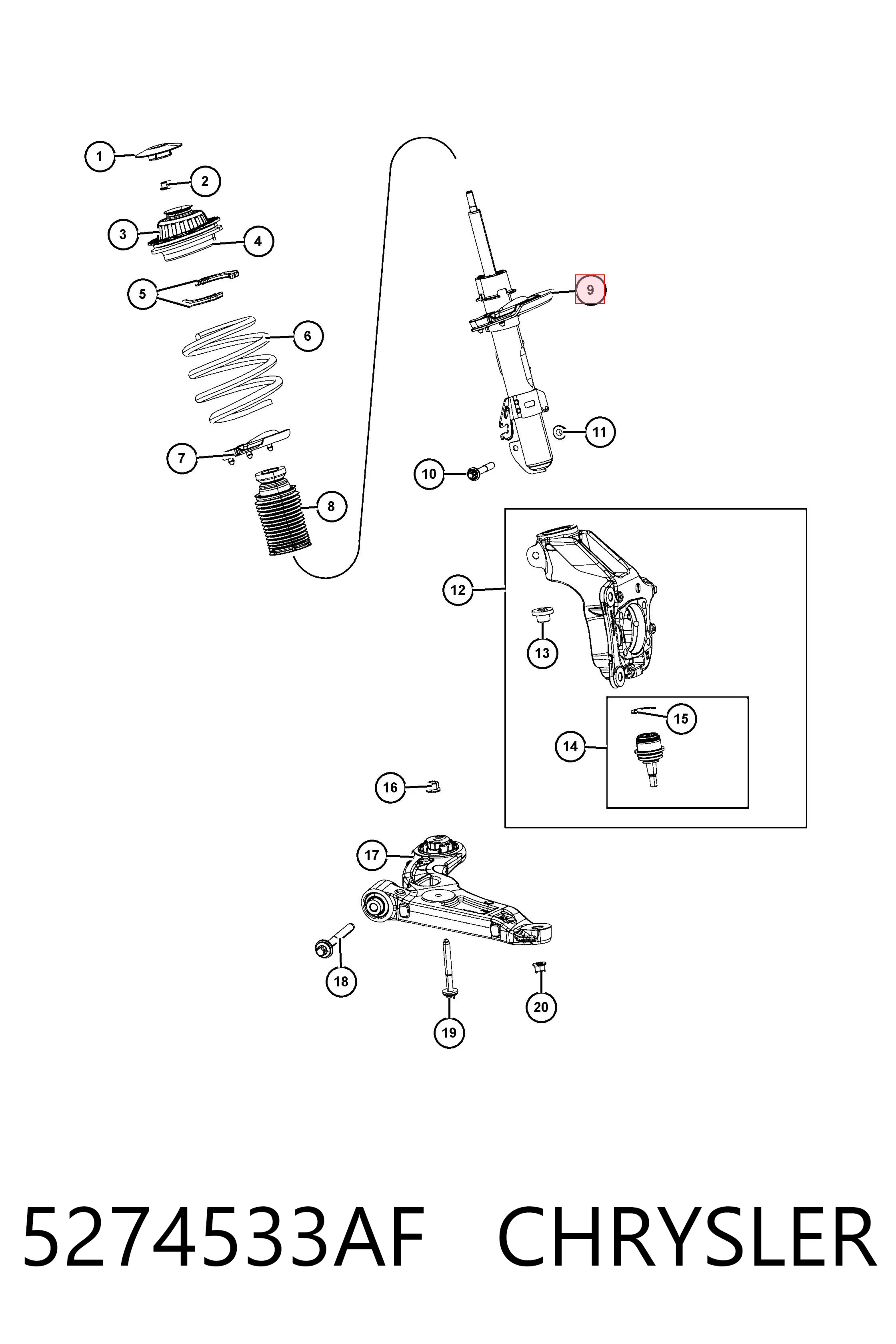 5274533AF Chrysler Amortyzator przedni lewy