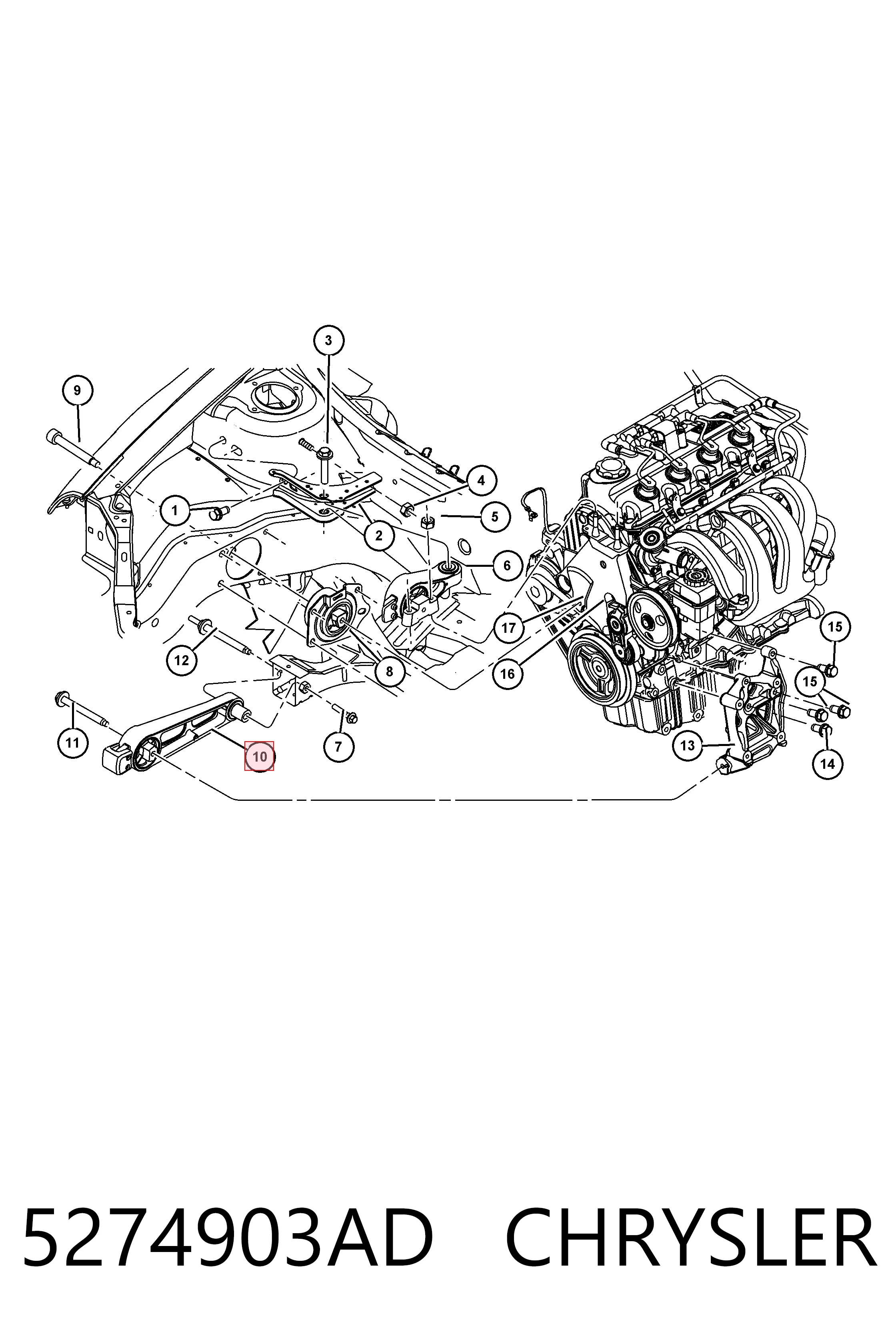 5274903AD Chrysler Poduszka (podpora) silnika przednia