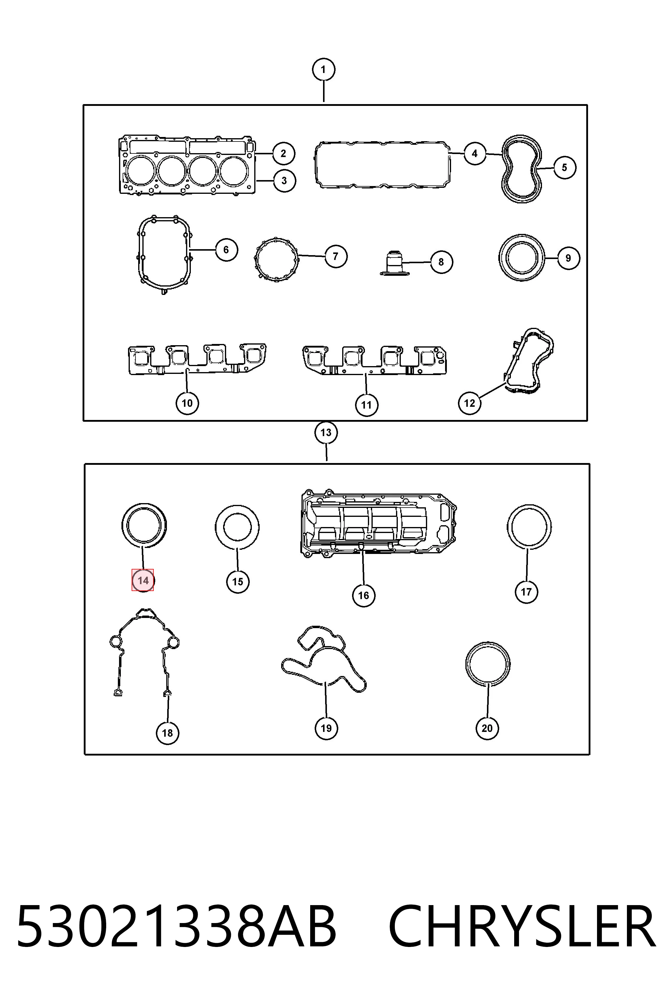 53021338AB Chrysler Uszczelniacz wału korbowego silnika tylny