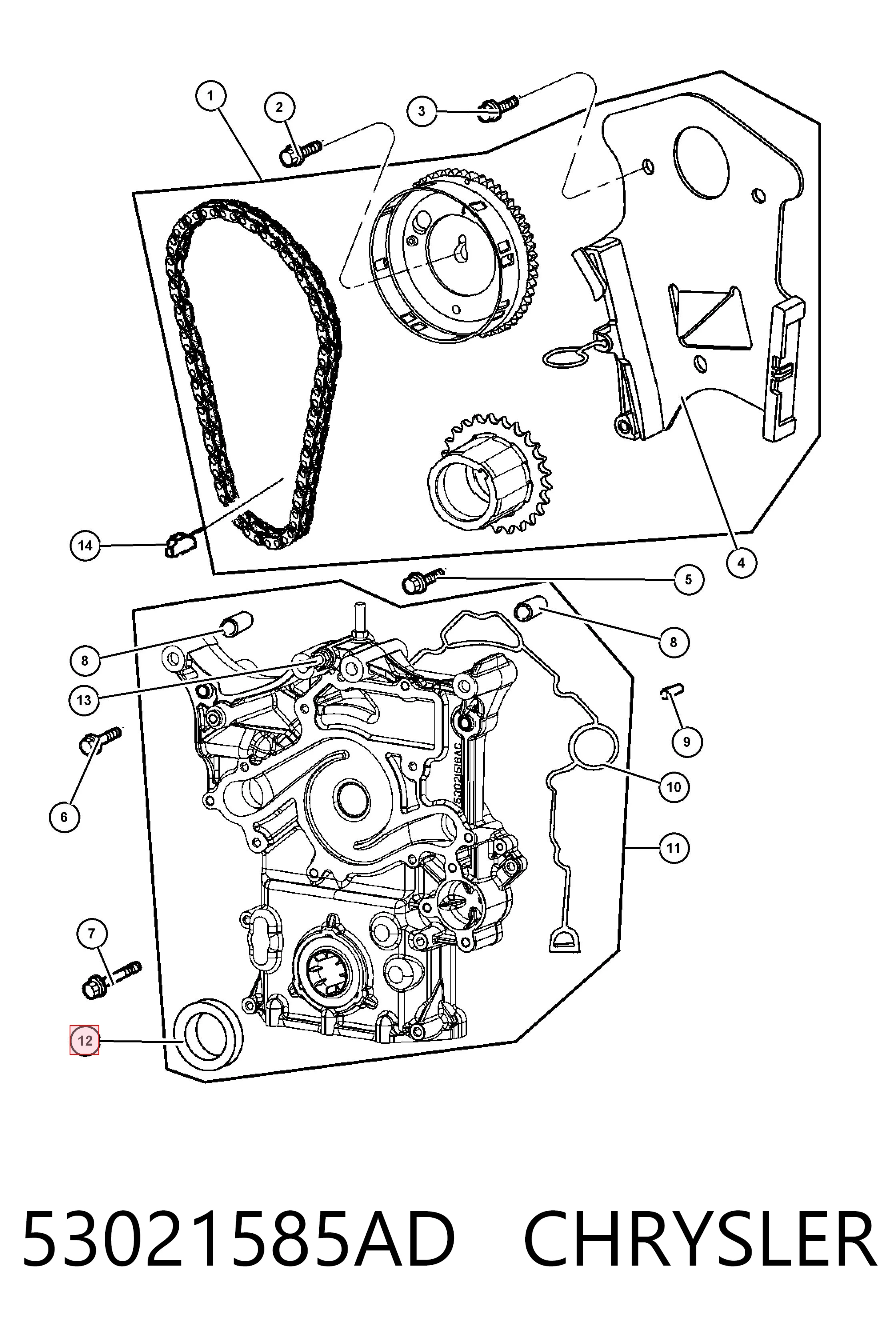 53021585AD Chrysler Uszczelniacz wału korbowego przedni