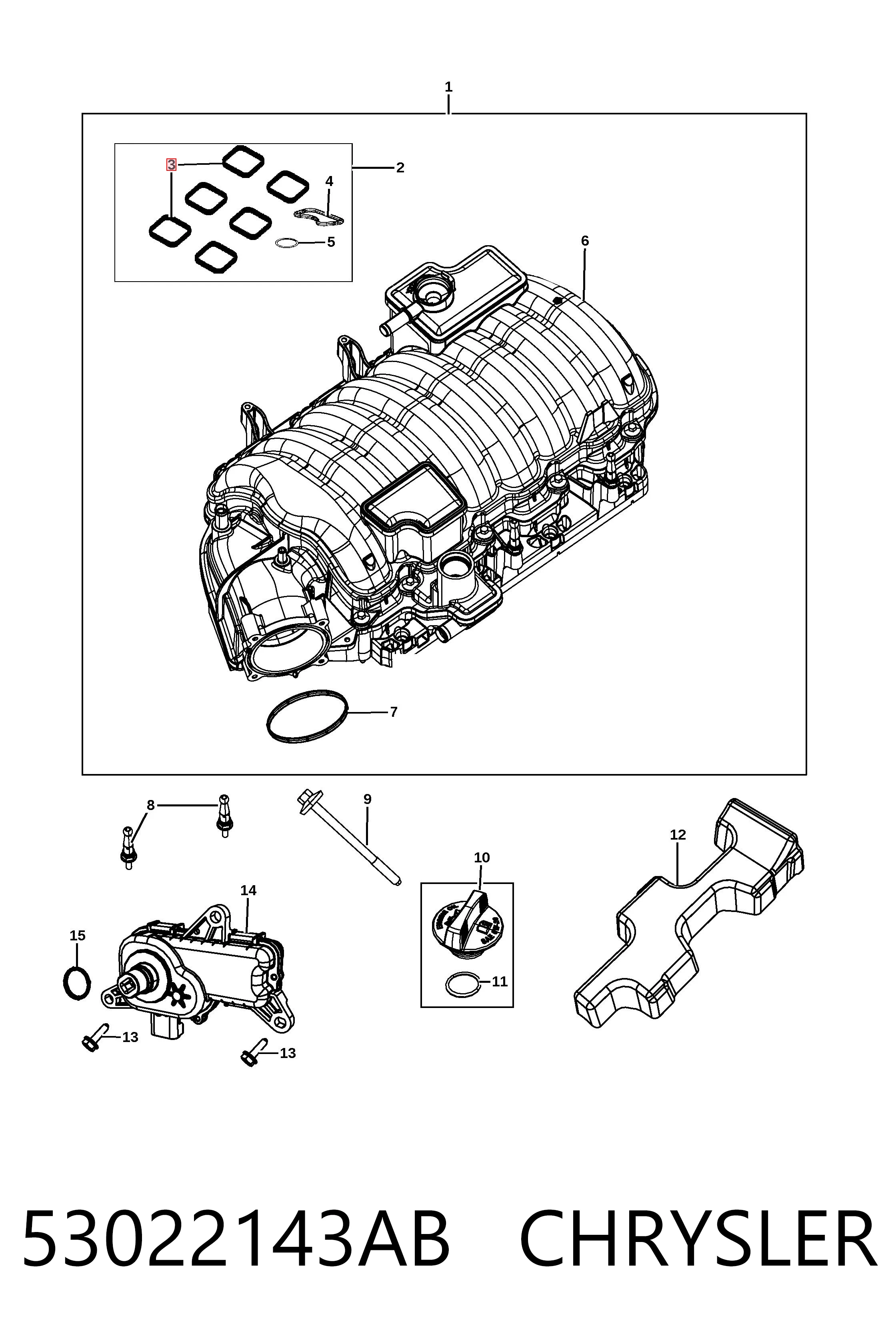 53022143AB Chrysler Uszczelka kolektora ssącego