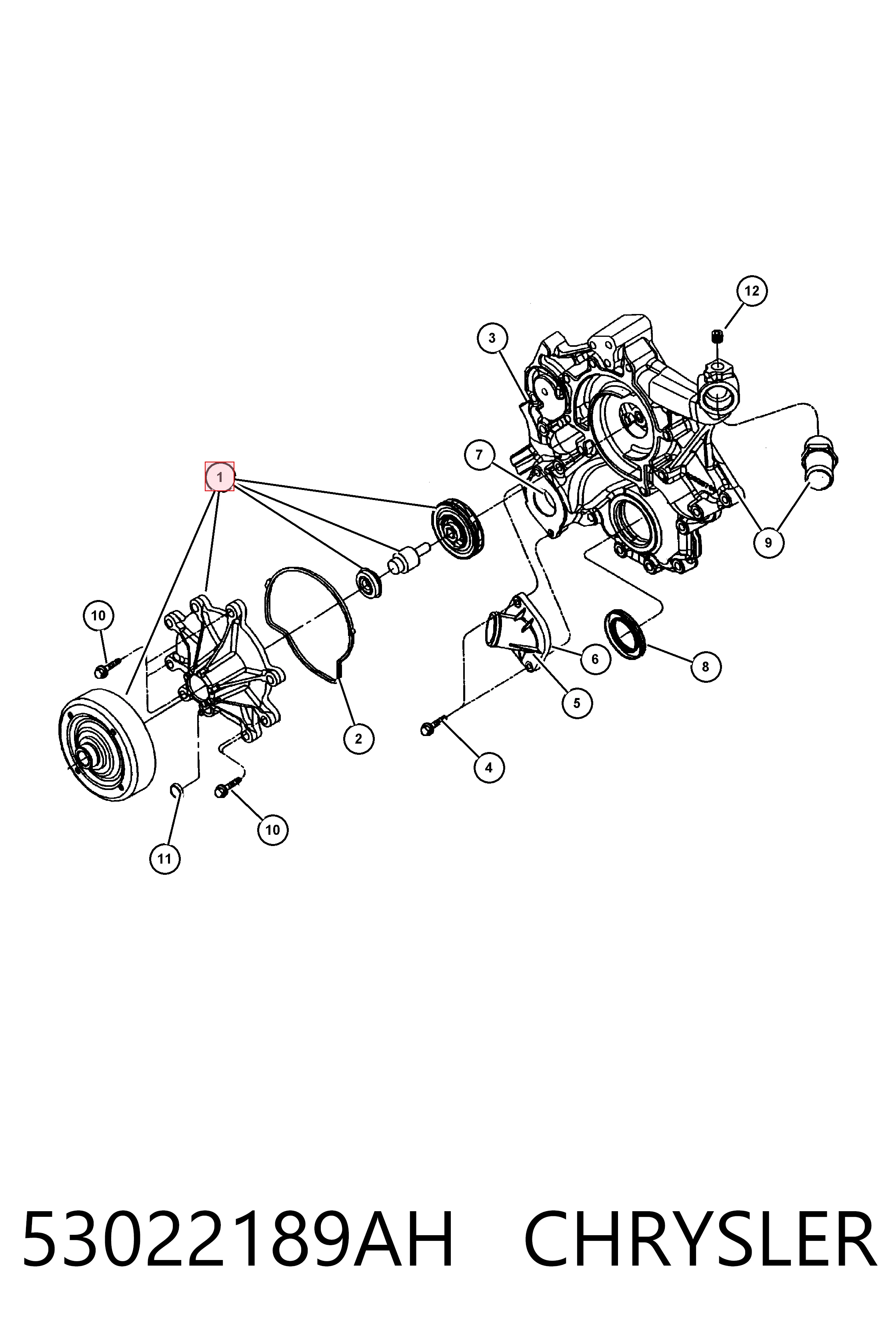 53022189AH Chrysler Pompa chłodząca wodna