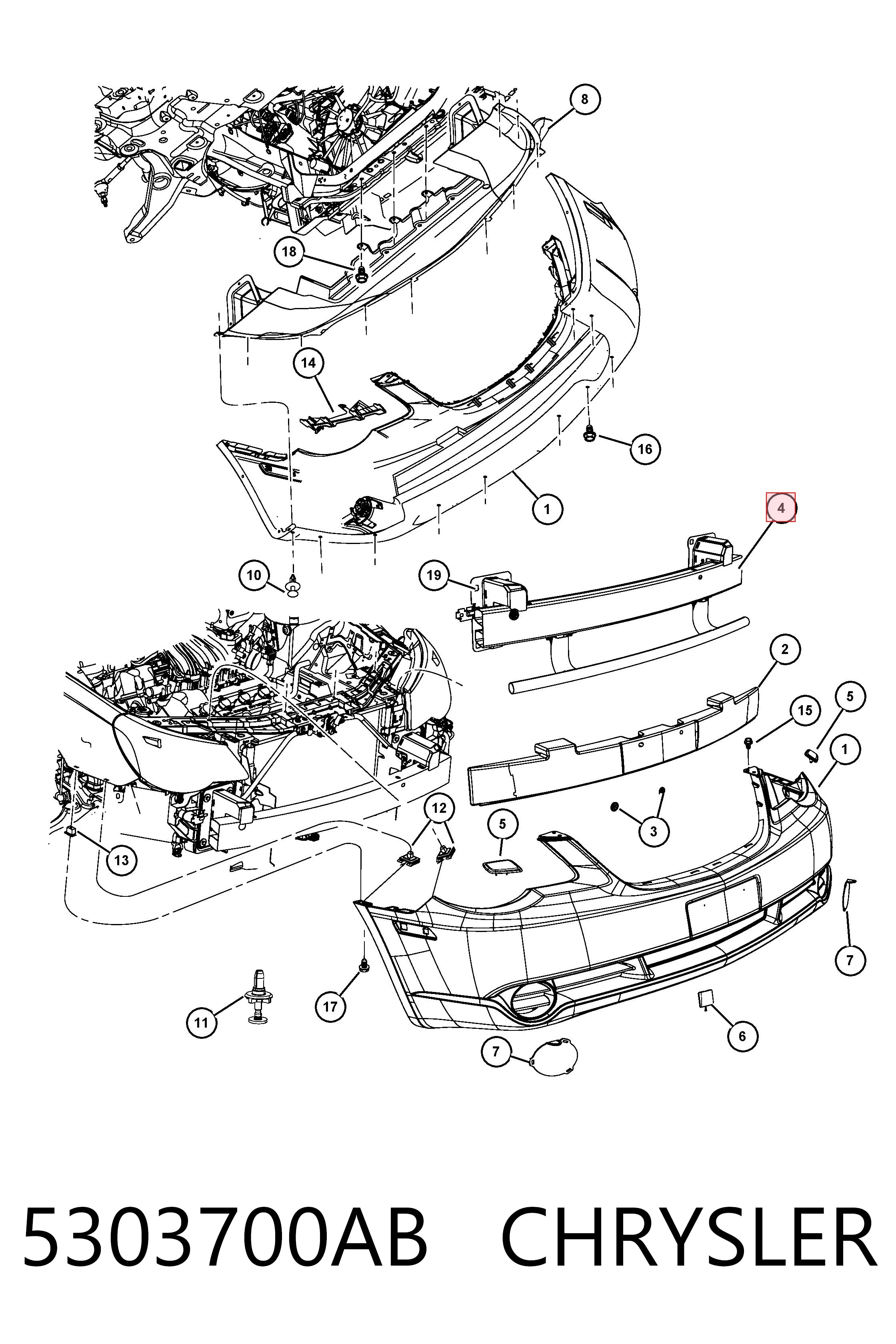 5303700AB Chrysler Wzmocnienie zderzaka przedniego