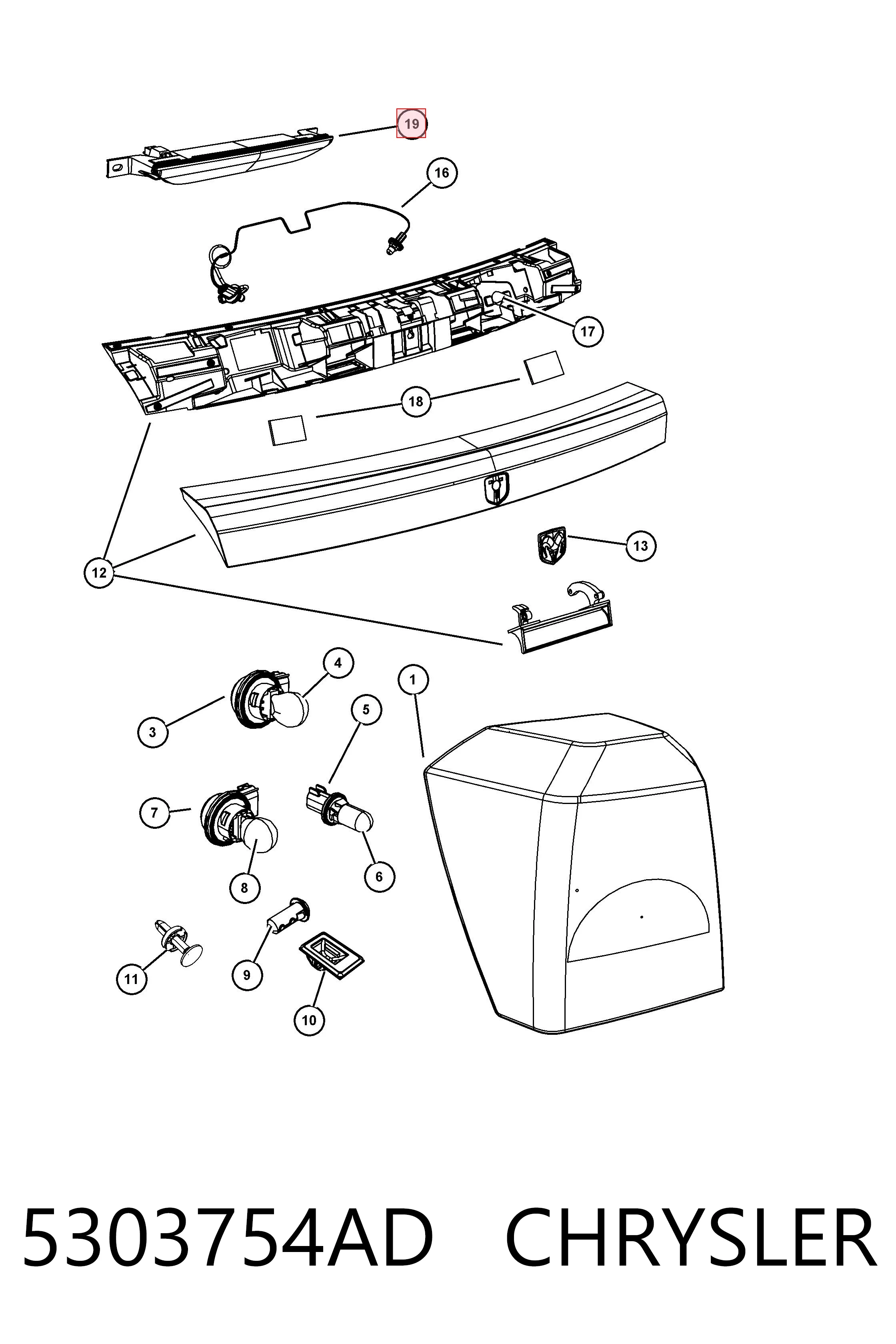 Do koszyka K05303754AE Fiat/Alfa/Lancia Lampa stop tylna dodatkowa